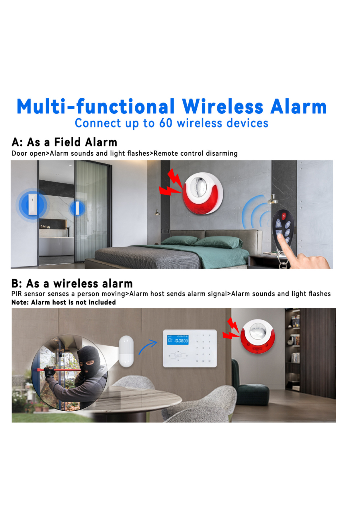 Choice-Meian 110dB Siren Alarm, Home Security Alarm System, 433MHz Wireless Sirena Alarm for Home, Smart... 6