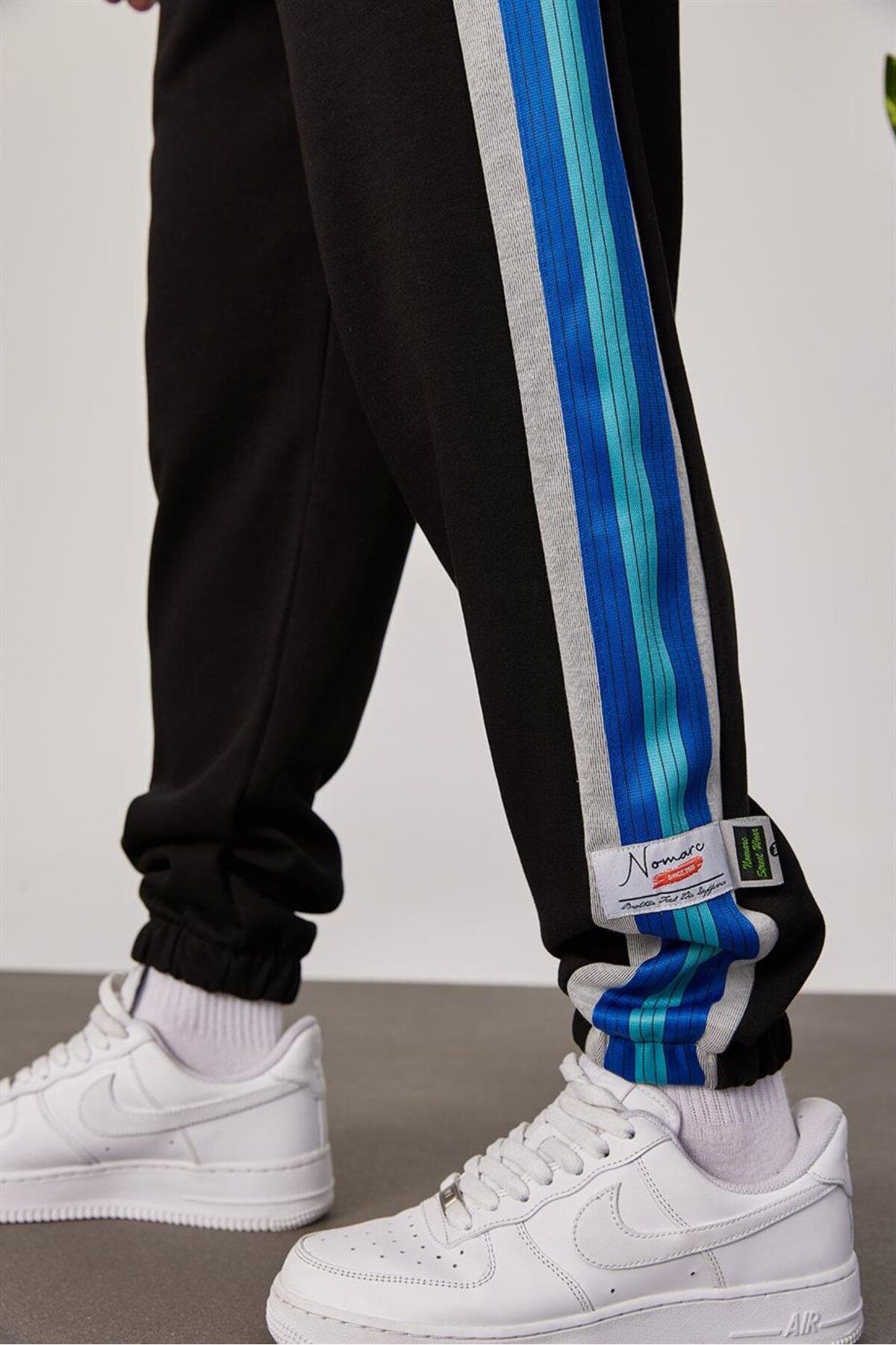 NOMARC-Black Tracksuit with Blue Stripes 2