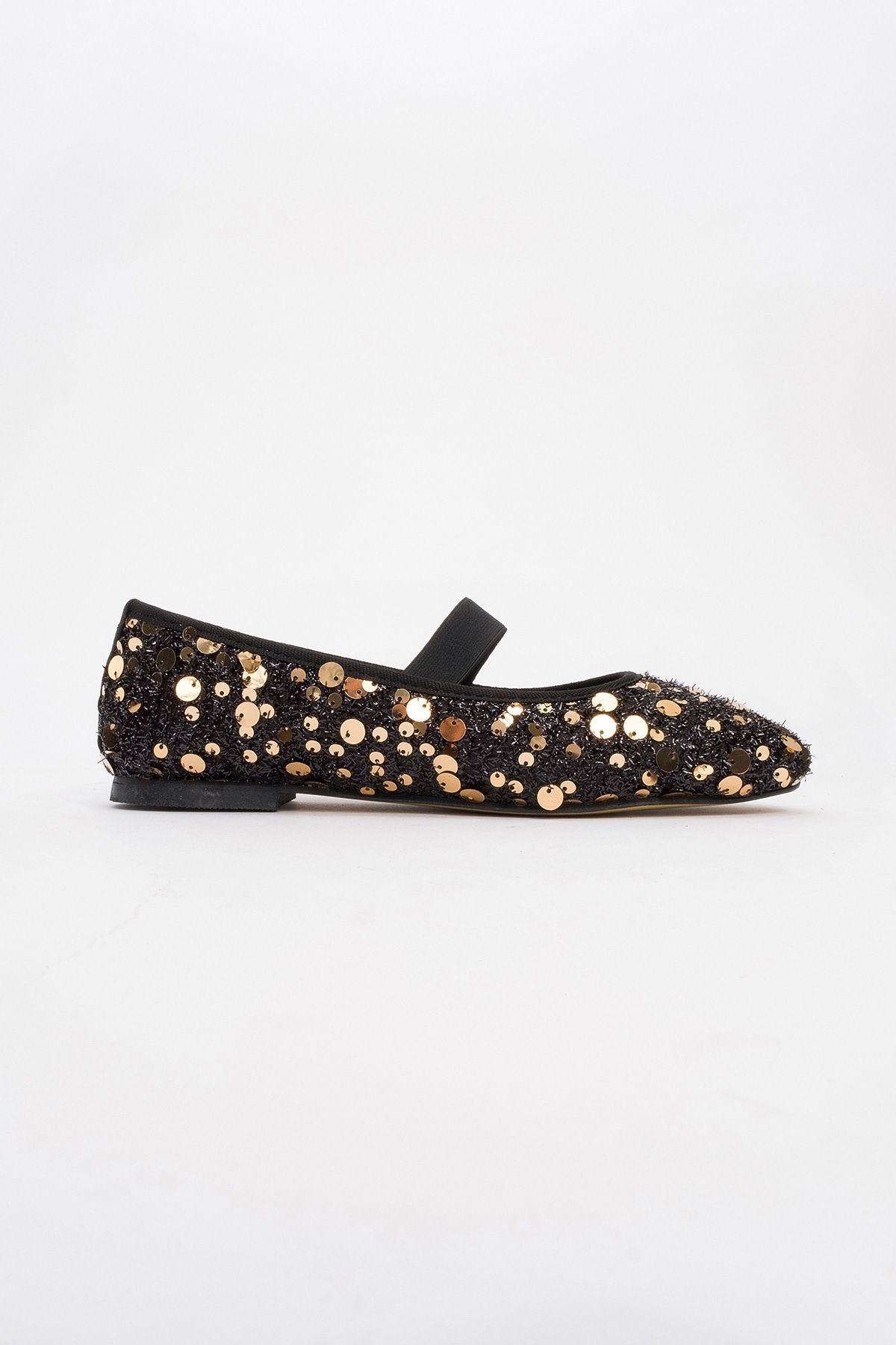 کفش بالرین زنانه LuviShoes GREGO Black Gold Sequin