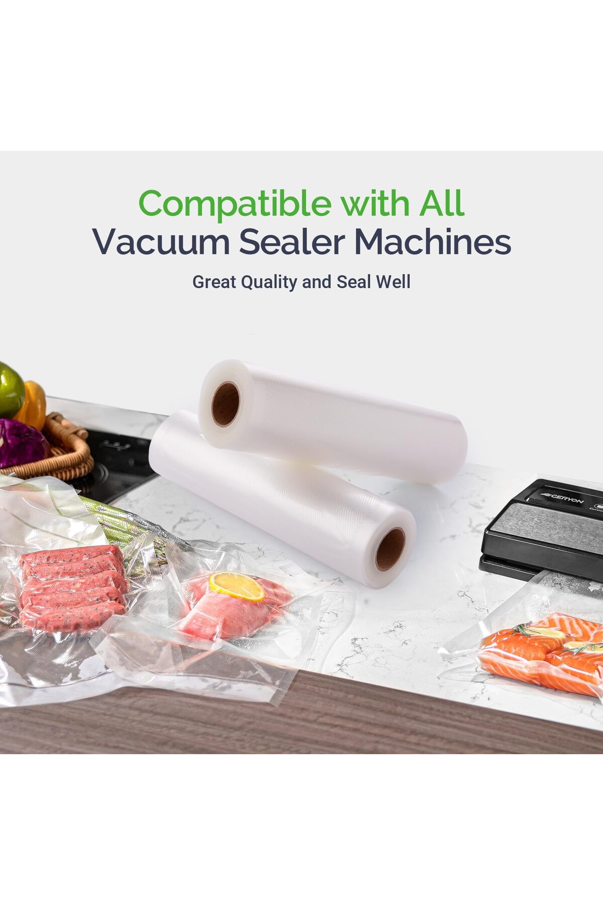 Choice-Non-BPA Vacuum Seal Rolls, Vac Seal Bags for Food Storage, Meal Saver Freezer Vacuum Sealer Bags,... 4