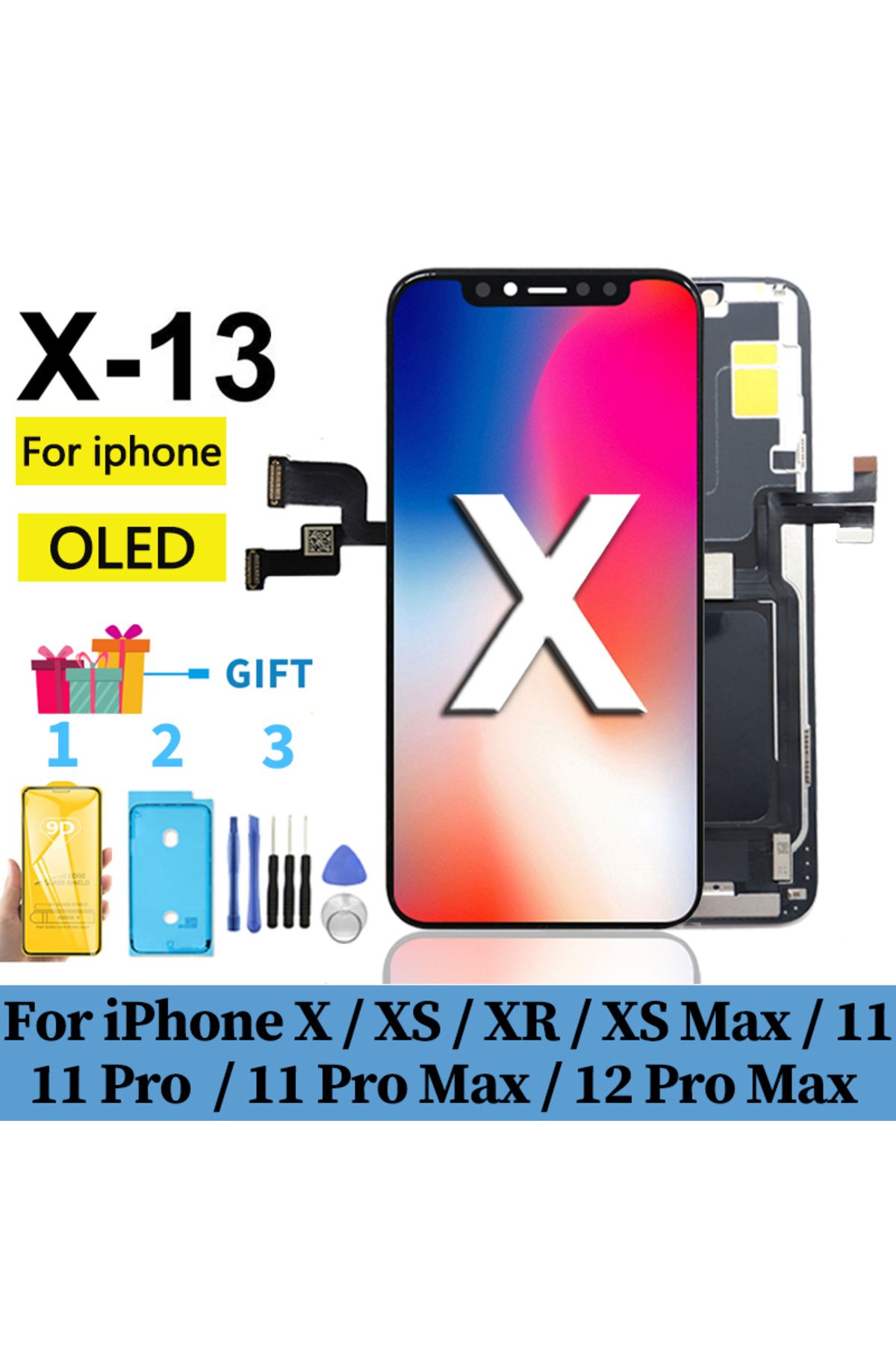 AUMOOK-OLED Lcd For iPhone X XR Xs Max 11 Pro Max 12 Pro LCD Display Touch Screen Digitizer Assembly No ... 2