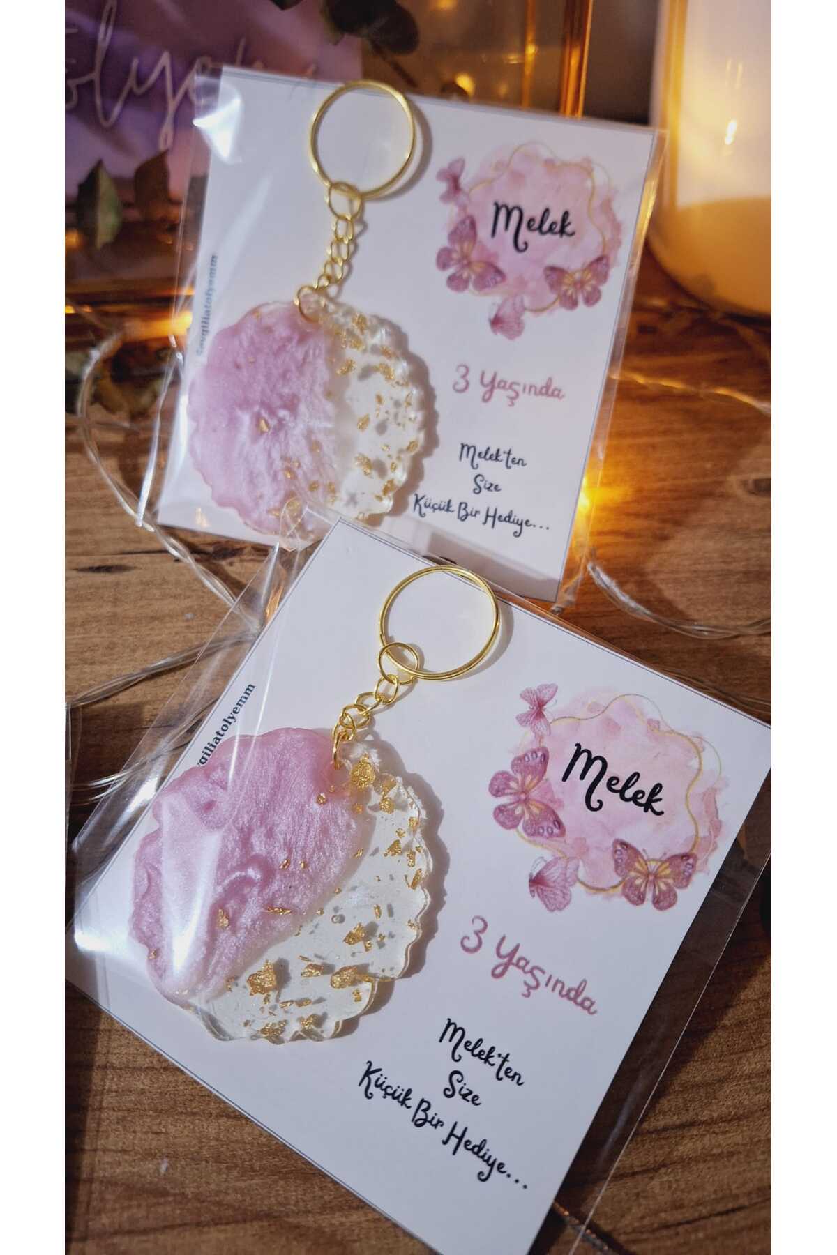 SevgiliAtolyemm KELEBEK TEMALI KARTLI ANAHTARLIK  MEVLÜT YENİDOĞAN HEDİYELİK DOĞUM GÜNÜ BABYSHOWER  10 ADET fotoğrafı 4 (önizleme)