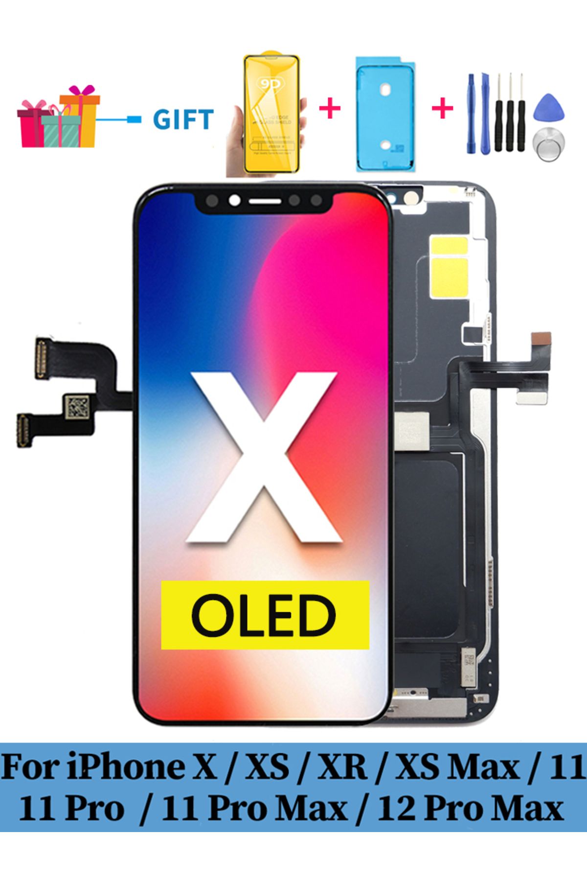 AUMOOK-OLED Lcd For iPhone X XR Xs Max 11 Pro Max 12 Pro LCD Display Touch Screen Digitizer Assembly No ... 8