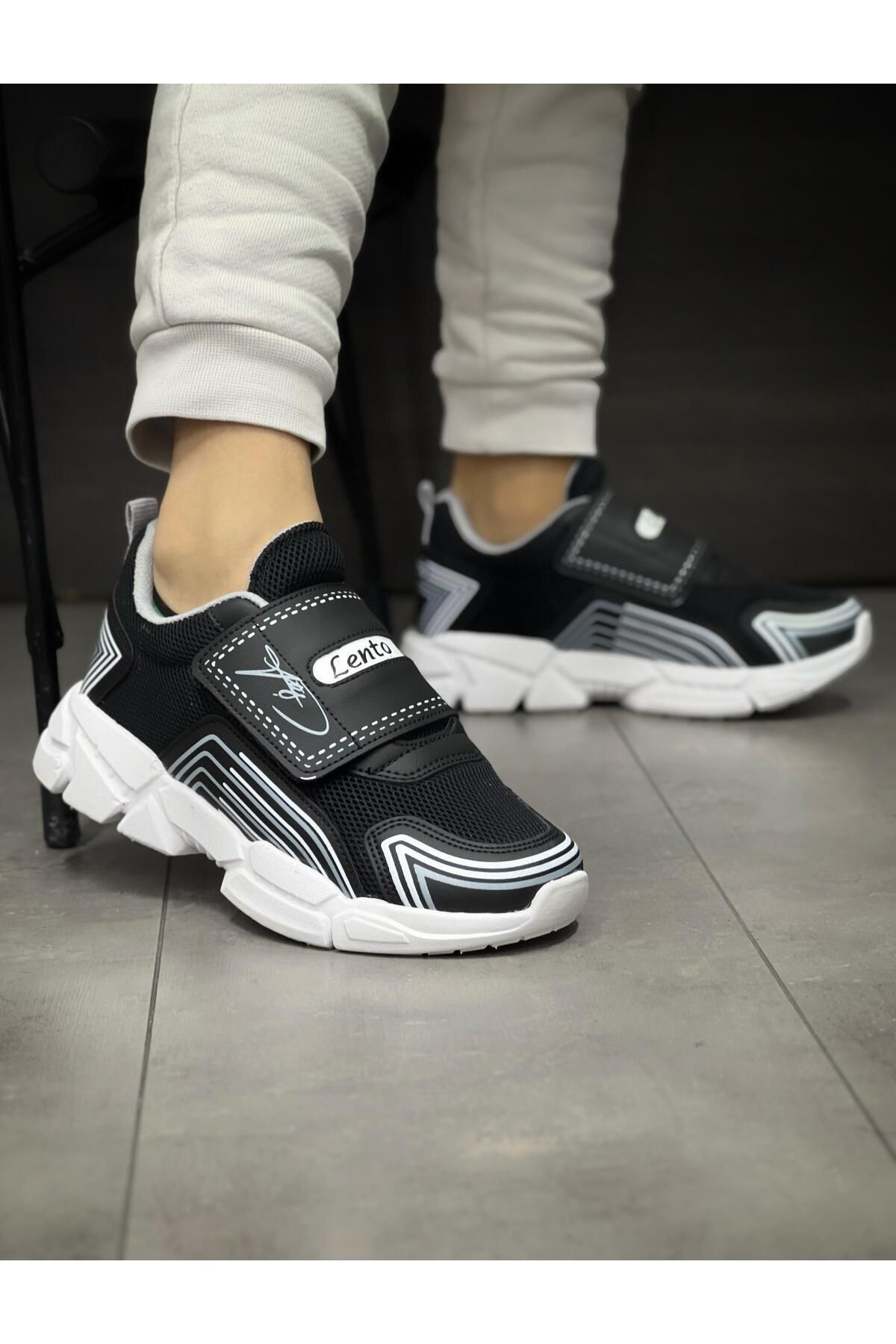 Sports Çocuk Ortopedik Cırtlı Esnek Hafif Nefes Alabilen Unisex File Çocuk Sneaker Spor Ayakkabı