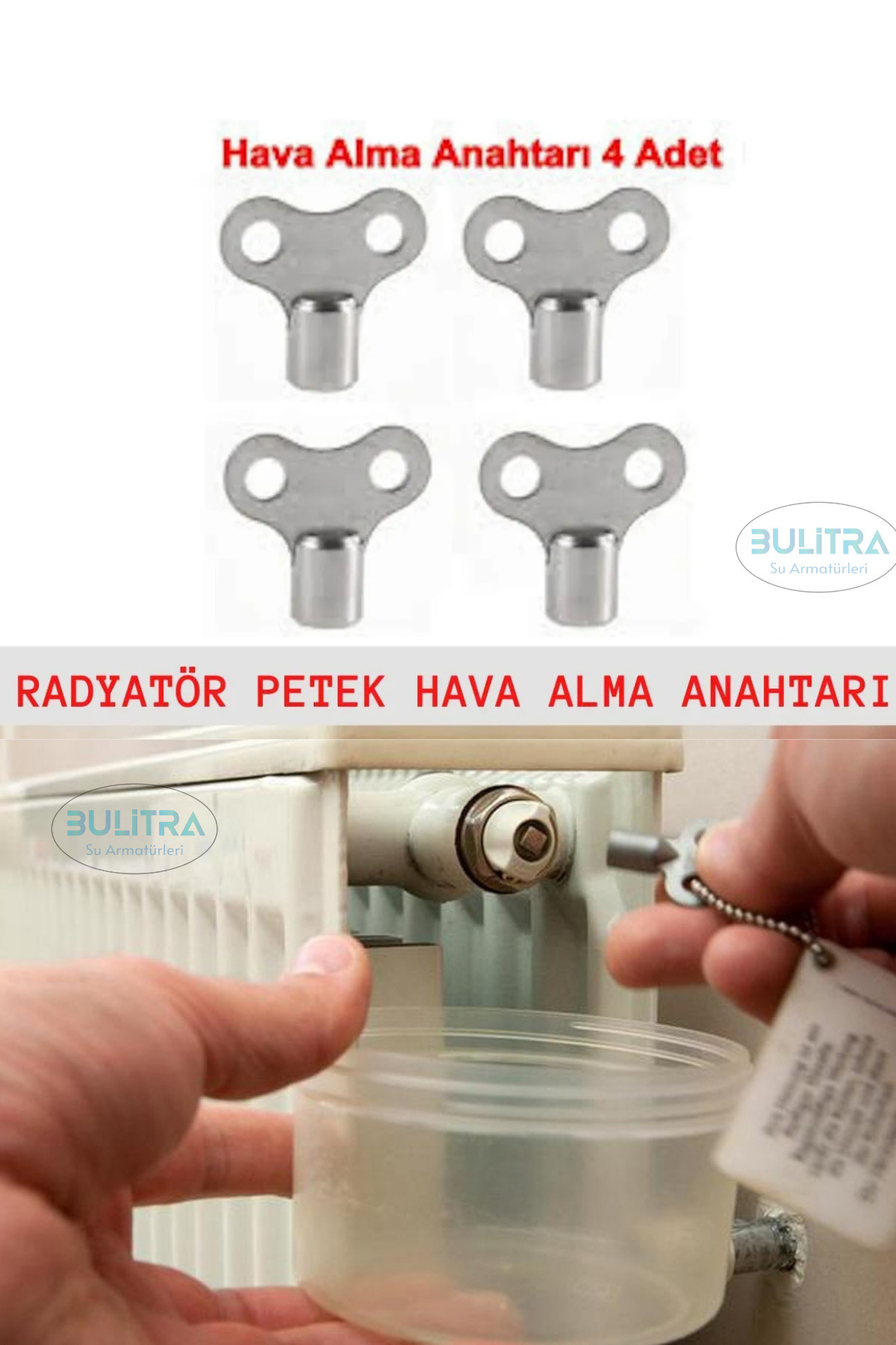 BULİTRA Su Armatürleri Kalorifer Radyatör Petek Havlupan Hava Alma Anahtarı Purjör4 Adet