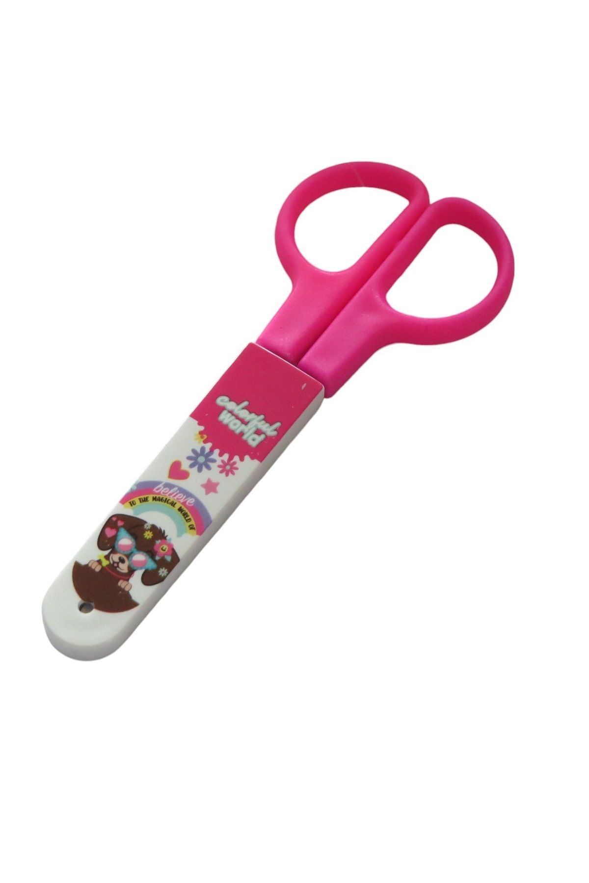 Polin-Ks-150 Plastic Protected Patterned Students' Scissors with Blunt Tip and Ruler 4