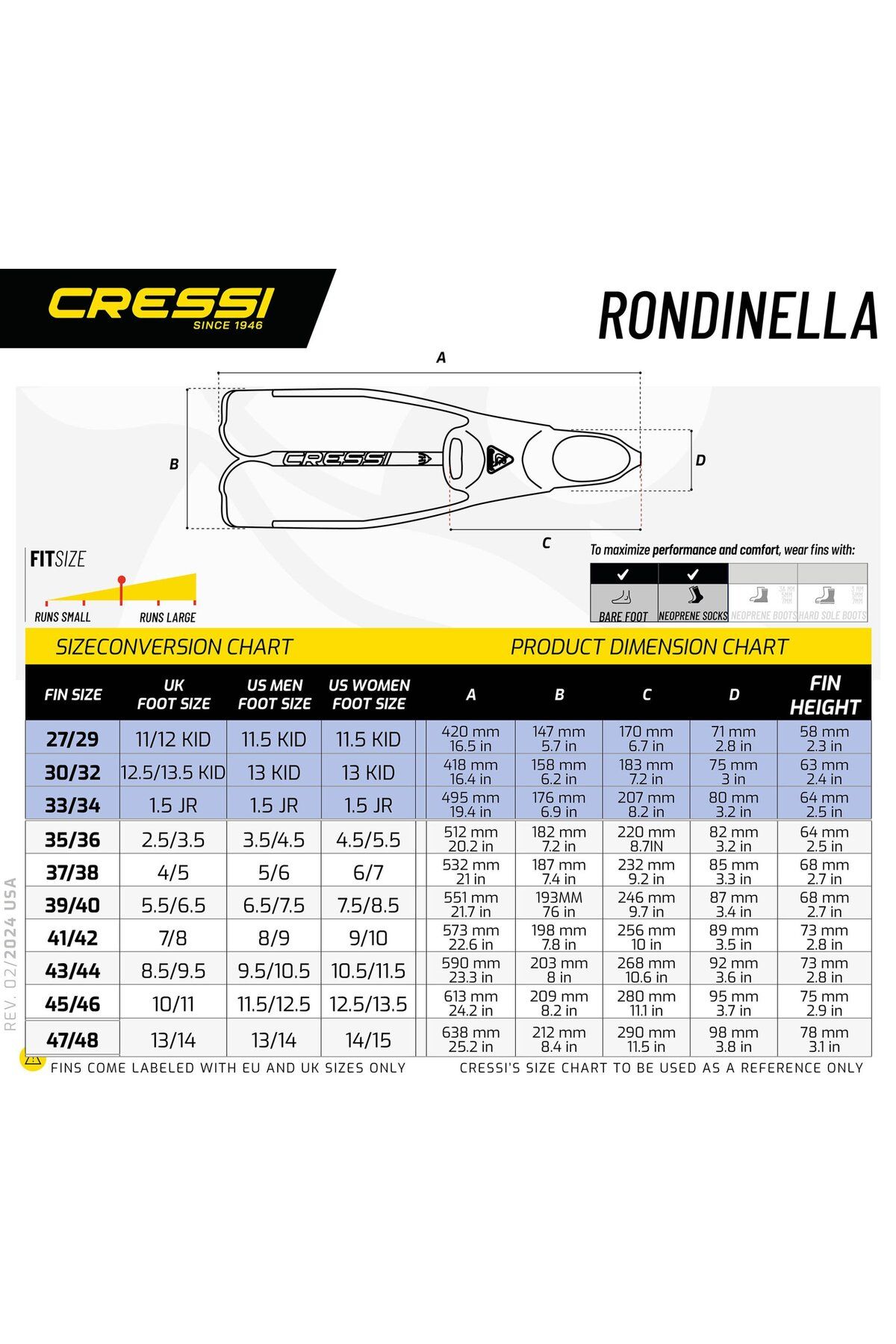 Cressi-مجموعة قناع الغطس Rondinella 47-48 4