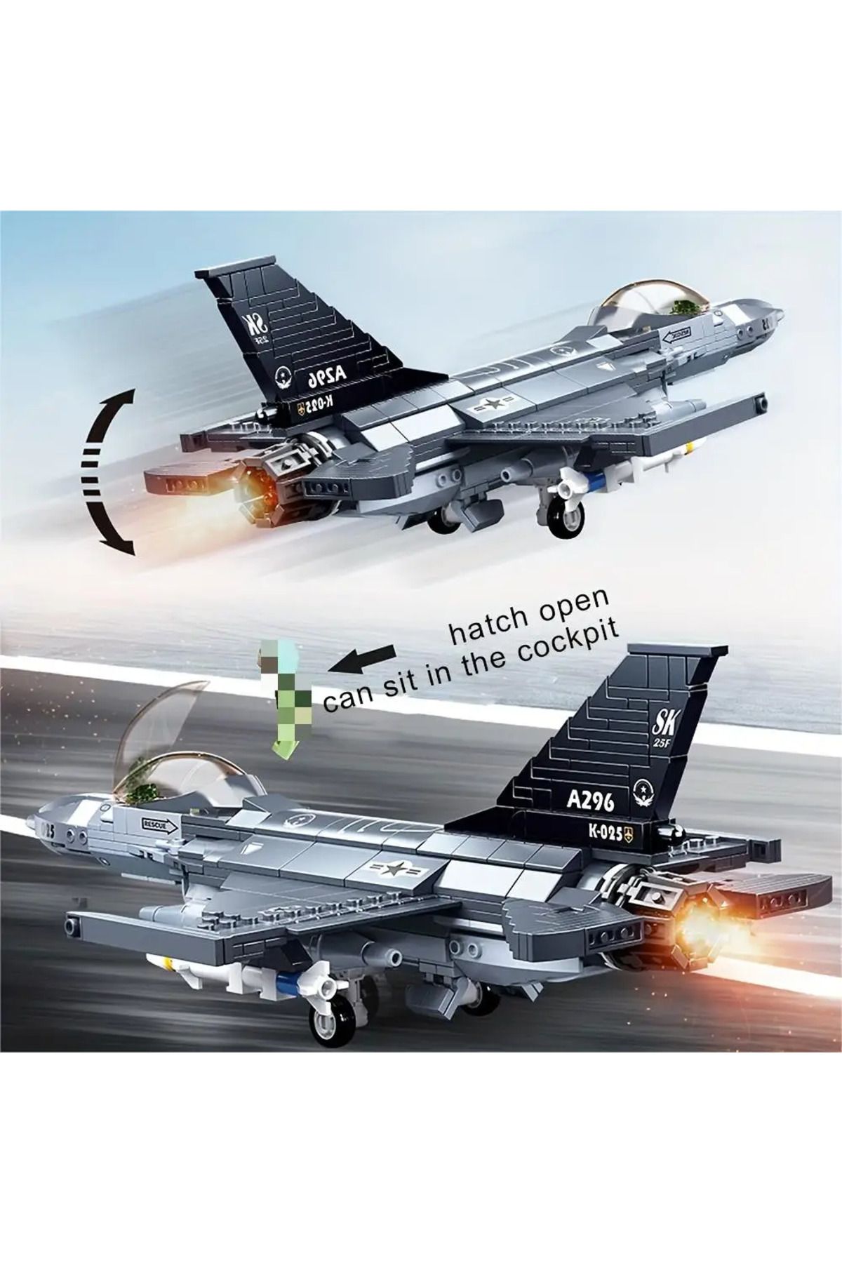 Choice-Build Your Own F-16 Fighter with Sluban's  Military Series Model Building Blocks Kit - Perfect bo... 2