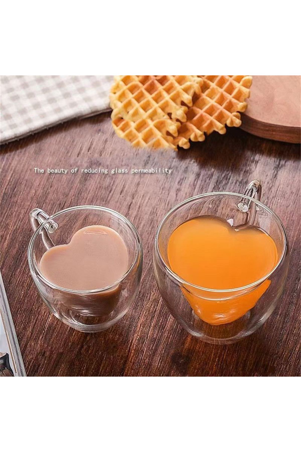 Choice-Heart Love Shape Glass Cup Double Wall Coffee Mug with handle Anti-scald Heart Drinking Tea Milk ... 2