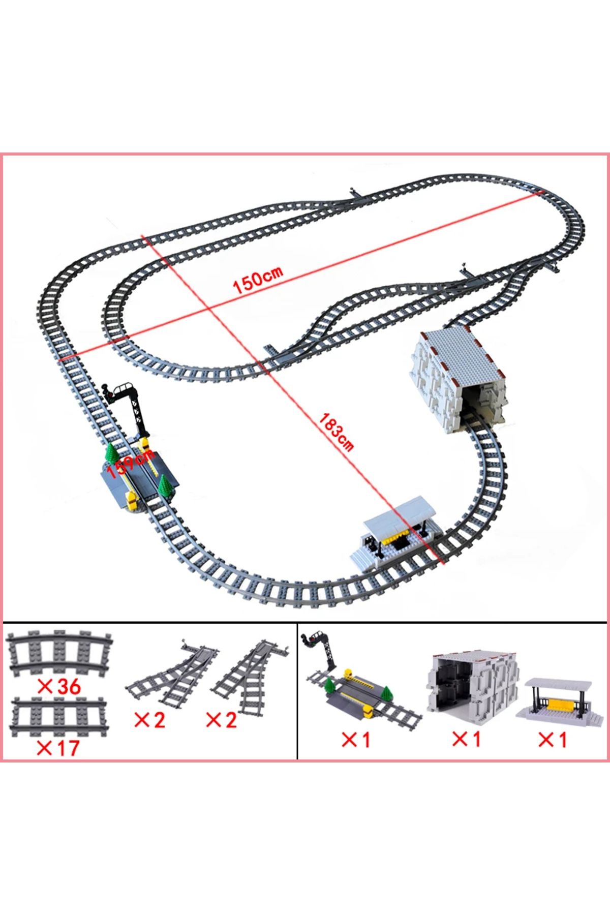 Mitty-City Train Station Platform Traffic Light Cave Flyover Tracks Straight Curved Rails Building Bloc... 4