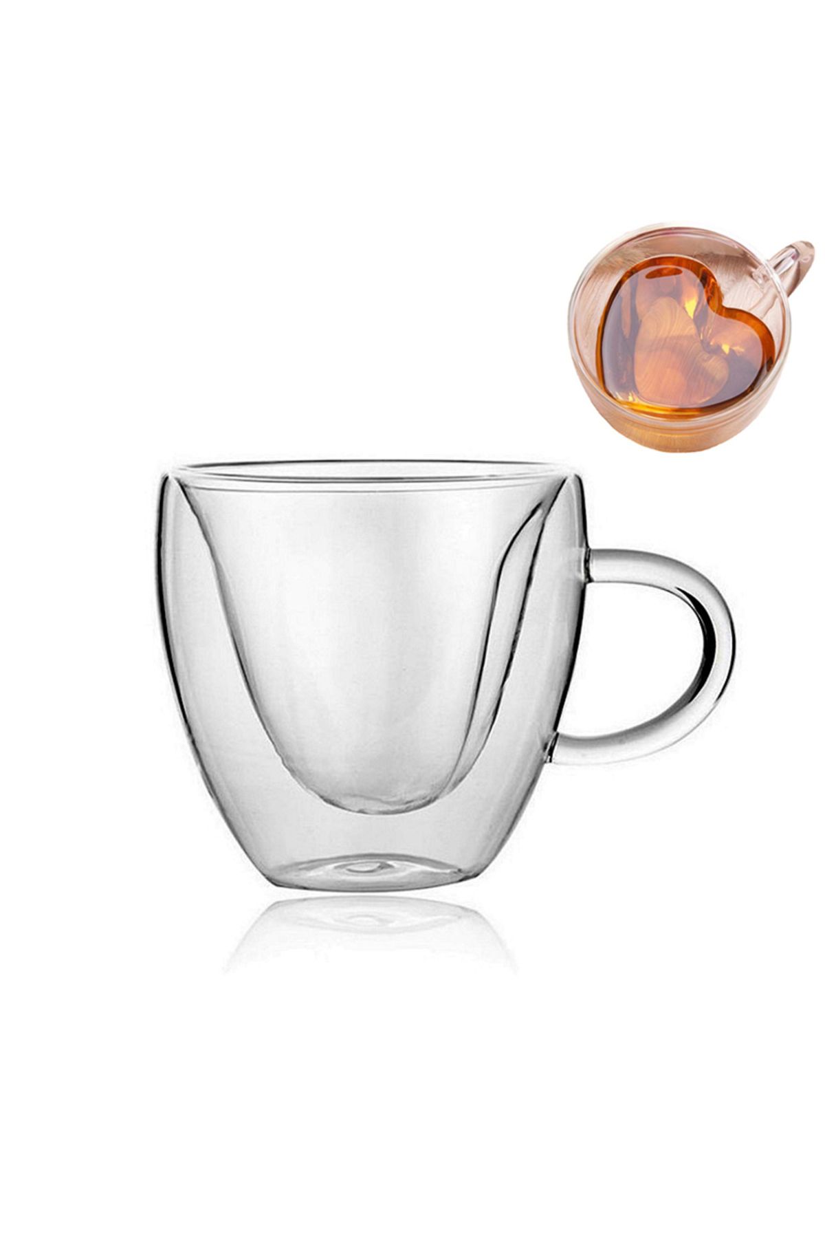 Choice-Heart Love Shape Glass Cup Double Wall Coffee Mug with handle Anti-scald Heart Drinking Tea Milk ... 1