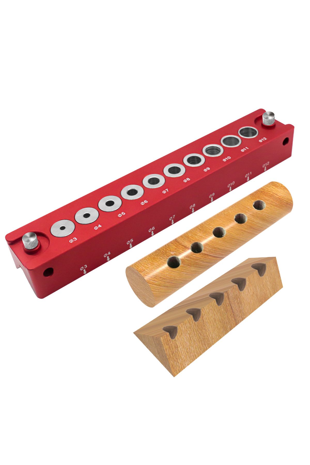 JIGHOLE-3-12mm Doweling Jig Drill Block - Handheld Drill Guide Woodworking Self Centering Drill Locator V... 3