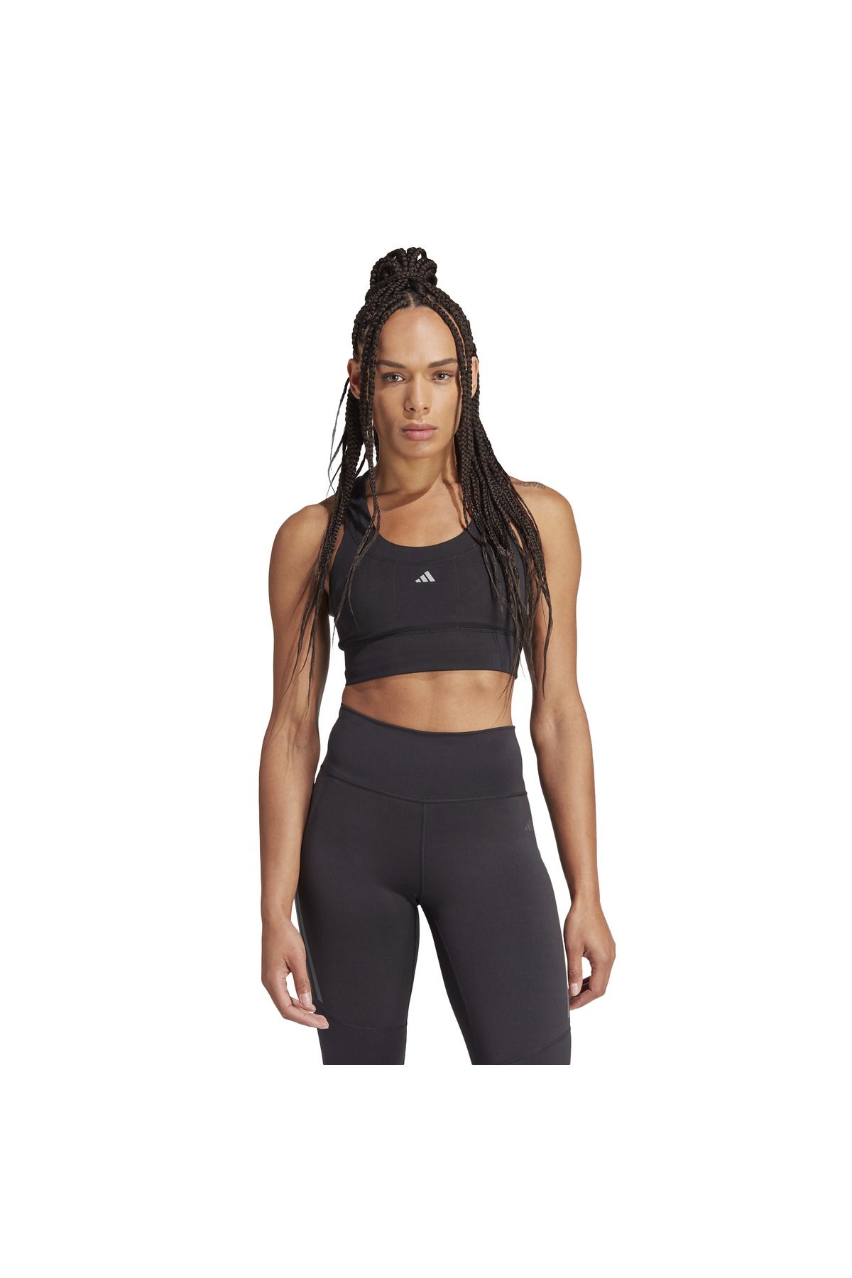 adidas-Black Medium-Support Women's Sports Bra - Run Pocket BRA IX1553 2