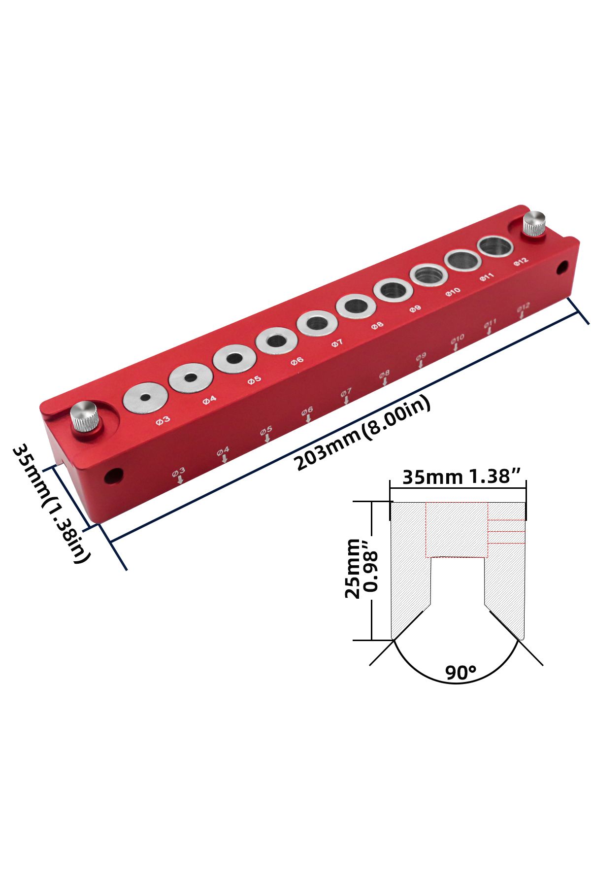 JIGHOLE-3-12mm Doweling Jig Drill Block - Handheld Drill Guide Woodworking Self Centering Drill Locator V... 6