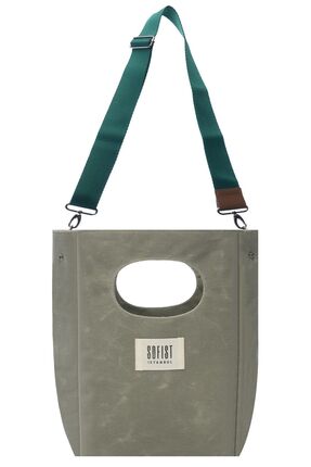 Sofist İstanbul Su Yeşili Mineur Waxed Canvas Tote Bag Ayarlanabilir Askılı M...