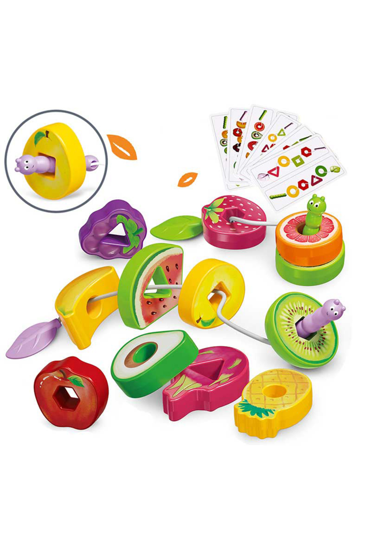 دستگاه مرتب‌سازی شکل و رنگ اسباب‌بازی‌های کودک، مهره‌های نخ‌دوزی میوه‌ها برای یادگیری اولیه مهارت‌های حرکتی ظریف