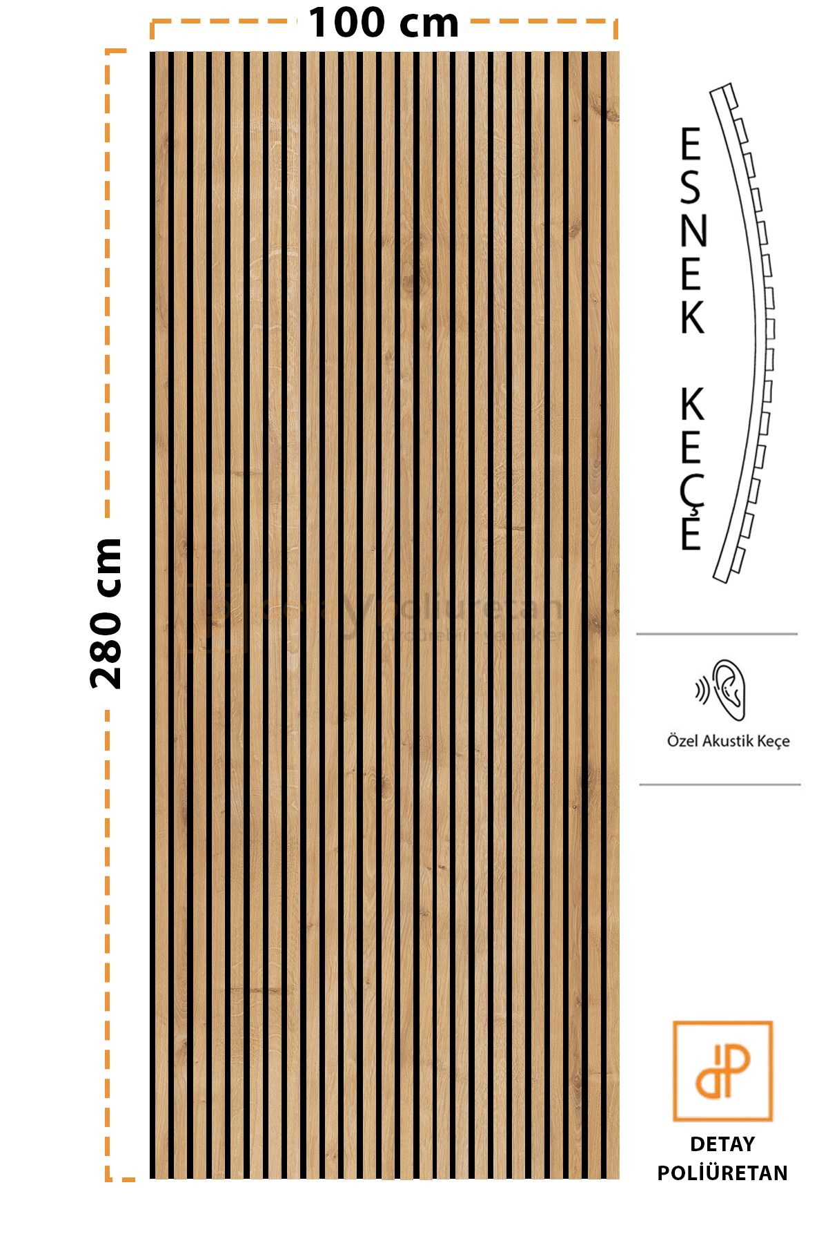 Mdf Ahşap Akustik Duvar Paneli 100x280 Cm ( Safir Meşe )