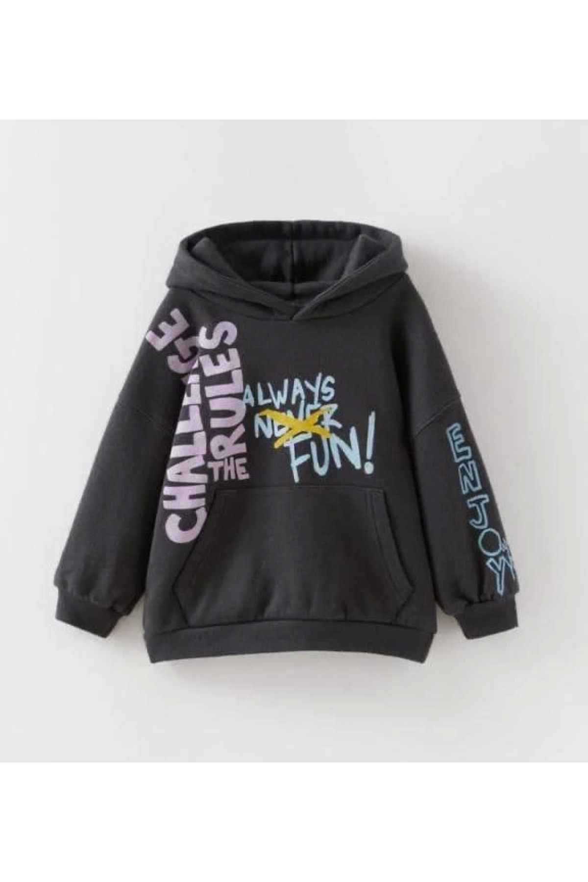 Kidmark Çocuk Modası Kapüşonlu Uzun Kollu Yazılı Pamuklu Sweatshirt fotoğrafı 2 (önizleme)