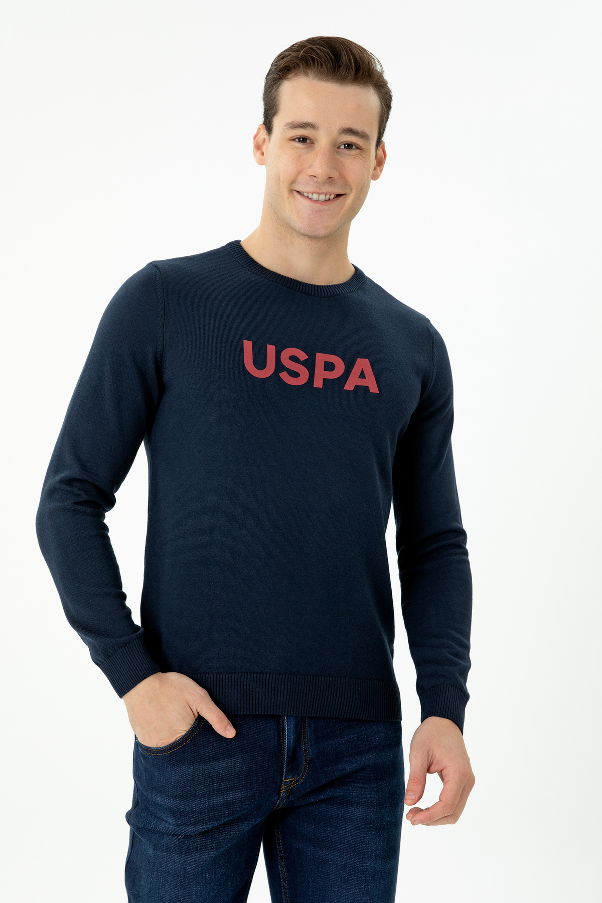 یو اس پولو پلیور مردانه سرمه‌ای کد ۵۰۲۷۲۰۹۰-VR033