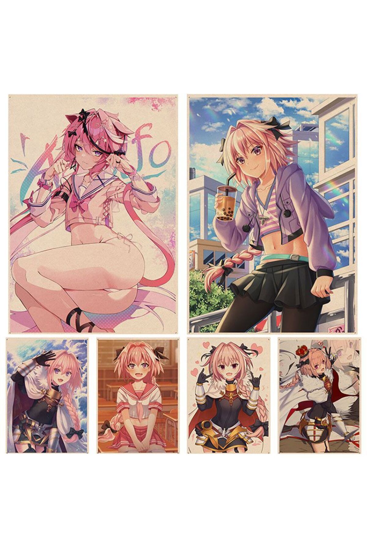 Choice-Anime Cute Fate Apocrypha Astolfo Anime Posters Wall Art Retro Posters for Home Home decor 8