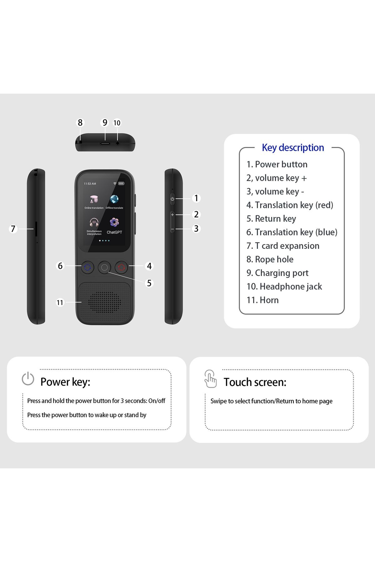 Aibecy-S80 Language AI Translator Device with 138 Languages Voice Translating 17 Offline Translation Sim... 5