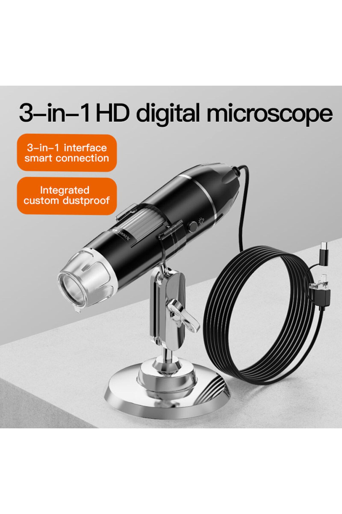 Choice-1600X 3-in-1 High-definition Digital Microscope LED Portable Dustproof Smart Connect for Android ... 2
