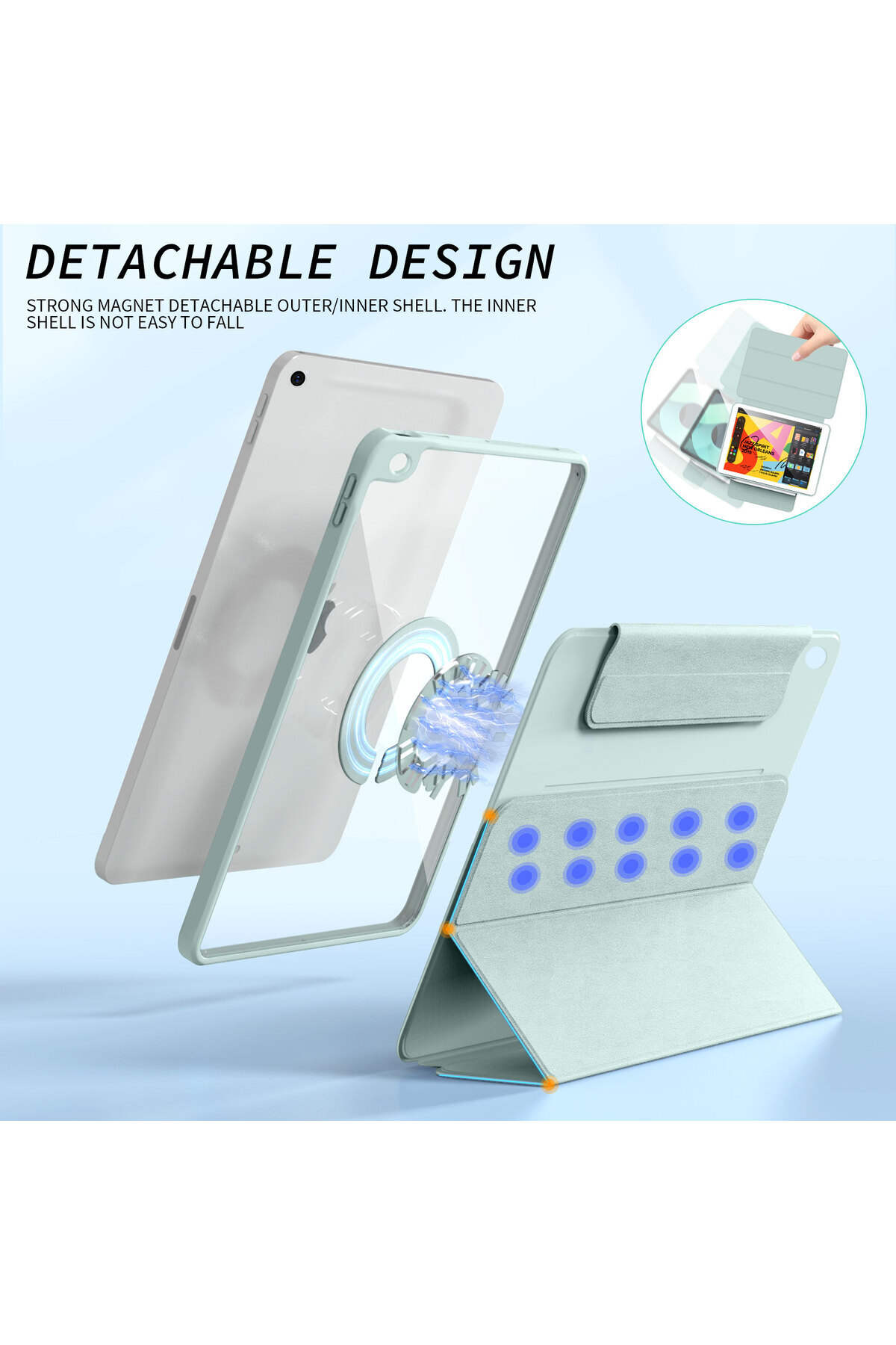 Choice-RBP For iPad 10 10.9 2022 Pro 11 12.9 Magnetic Case, For iPad Air45 10.9 Detachable Back Shell, F... 3