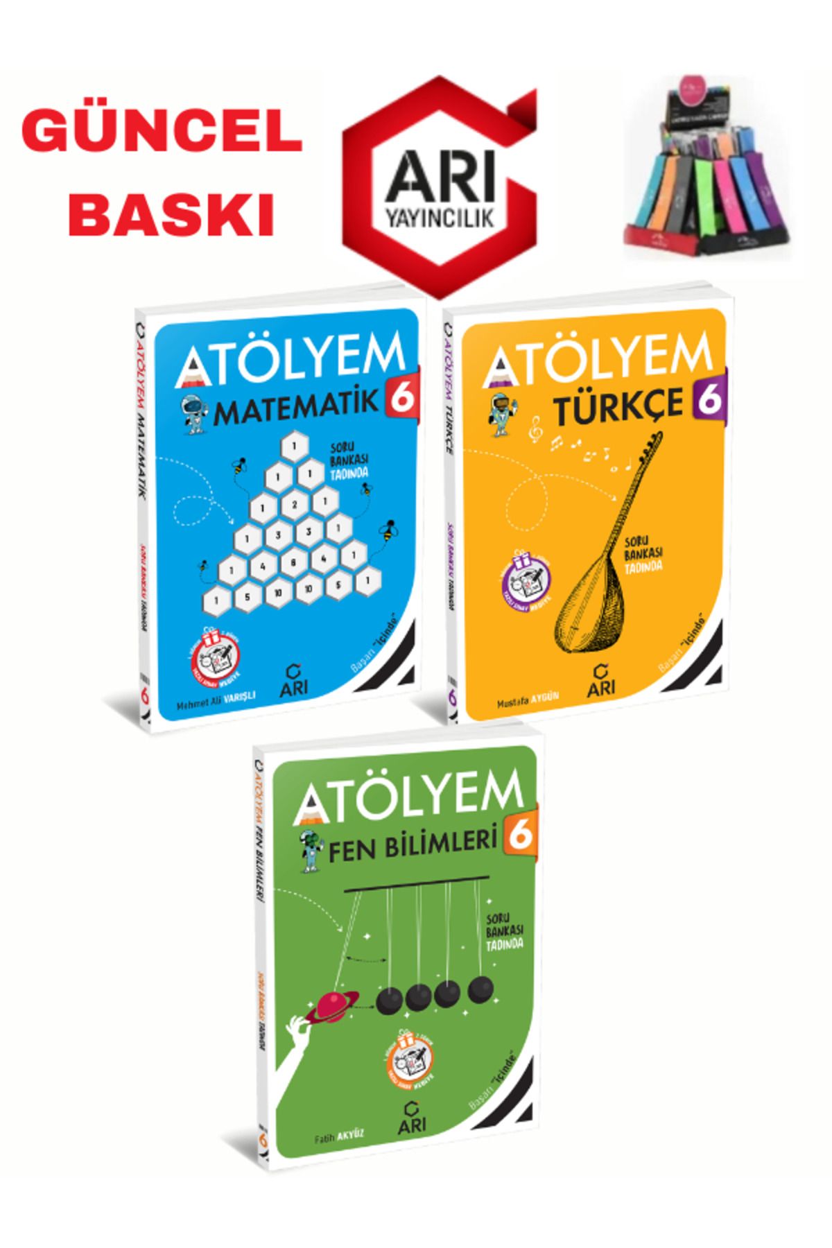 Arı Yayıncılık 2024-2025 6.Sınıf Atölyem Matematik-Türkçe-Fen Soru Bankası+Yazılı Eki+Kalemlik