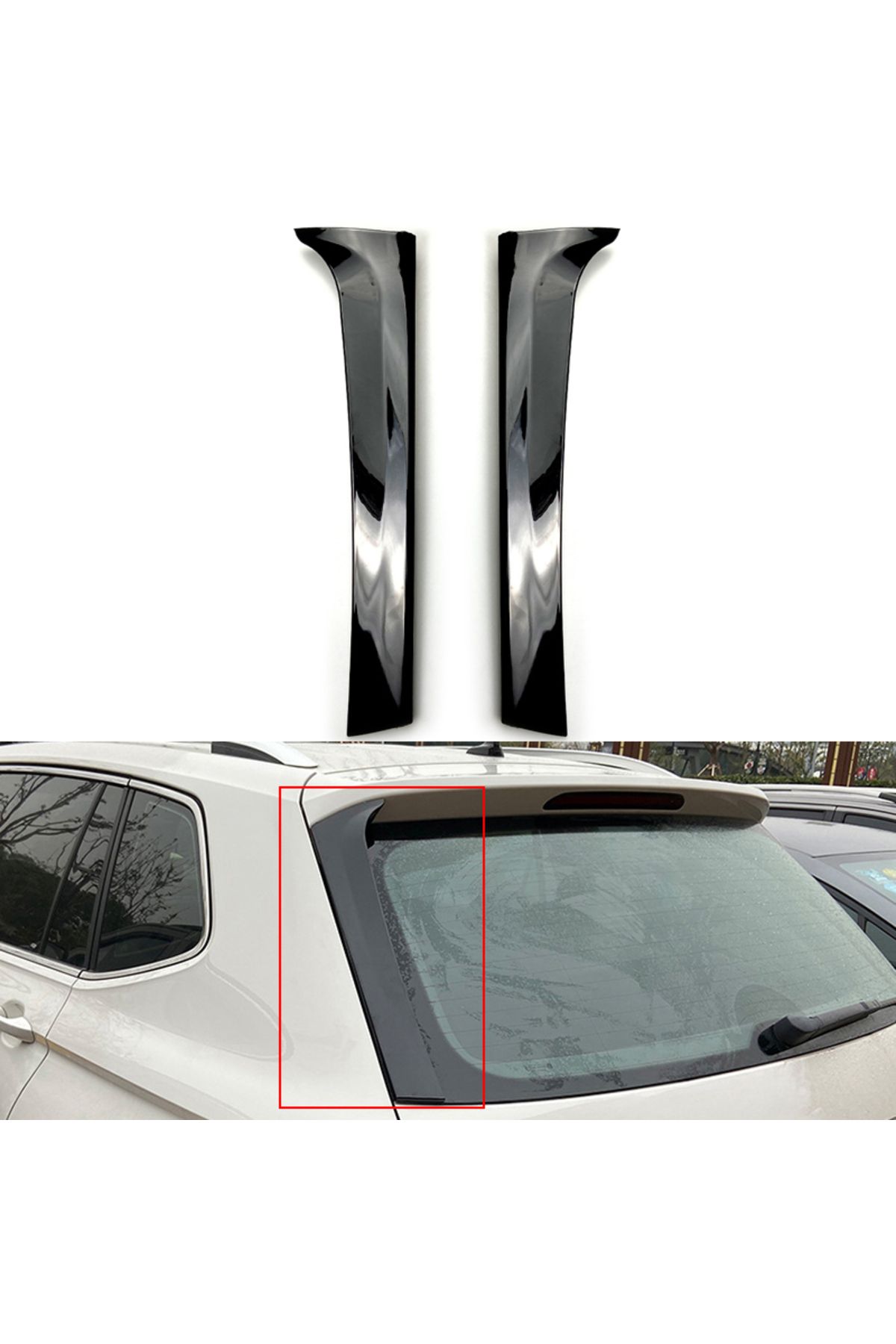 Choice-1 Pair For VW Tiguan MK2 2017 2018 2019 2020 2021 2022 2023 Car Rear Window Side Spoiler Glossy B... 1