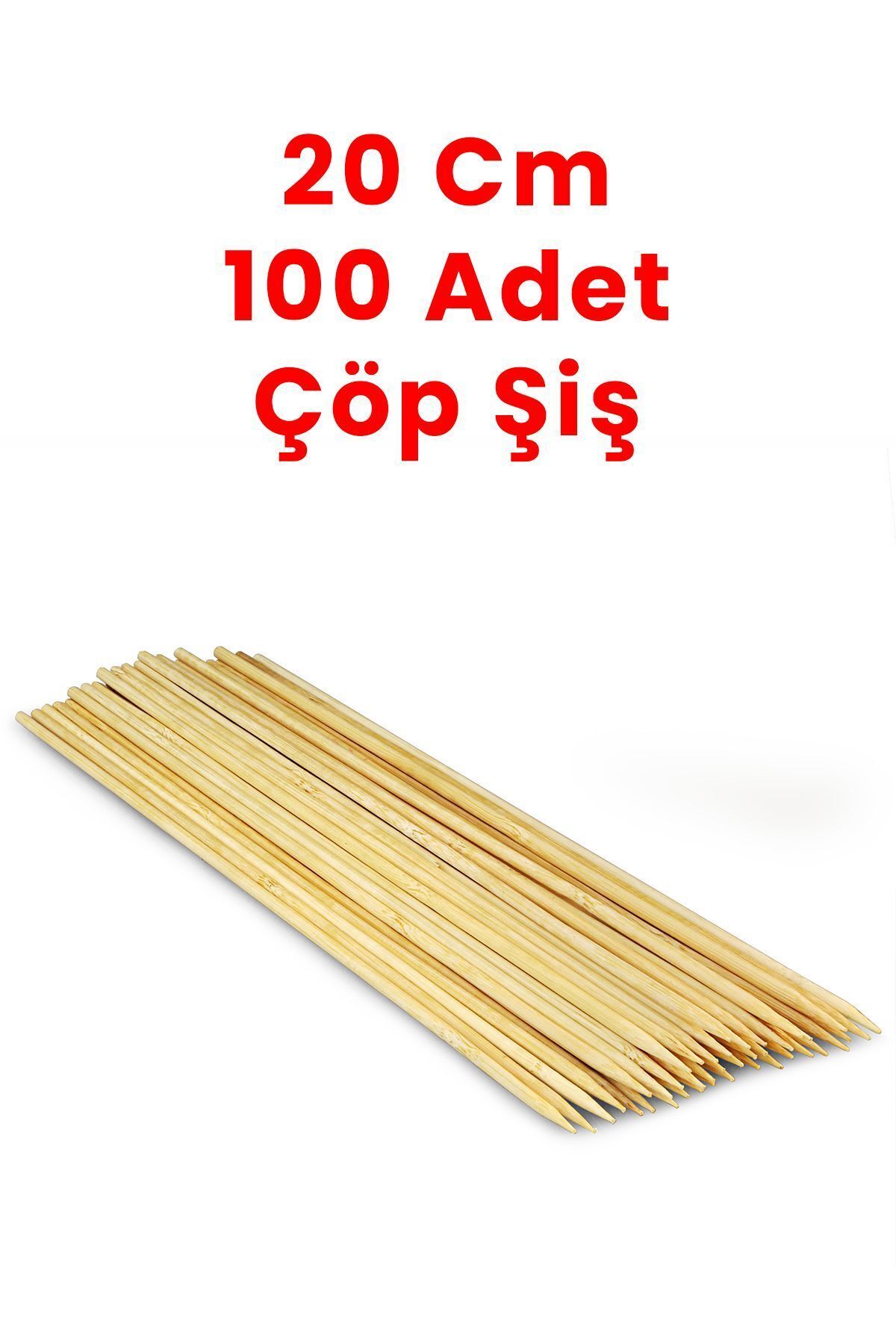 Mikasso 20 cm 100 Adet Tek Kullanımlık Bambu Ahşap Tahta Çöp Şiş 12 x 20