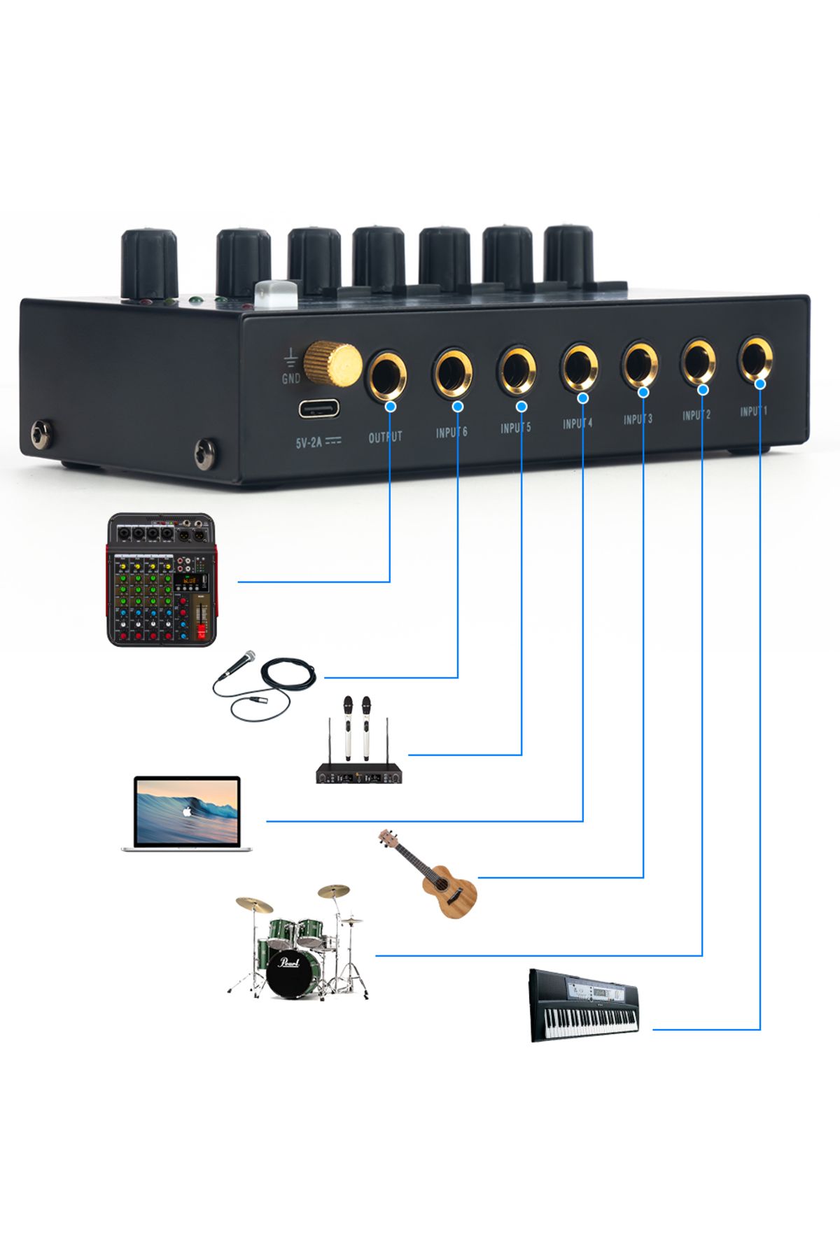 Choice-4/6 Channel Ultra Low Noise Stereo Line Mixer Mini Professional Sound Mixer Power Supply DC5V Eas... 3