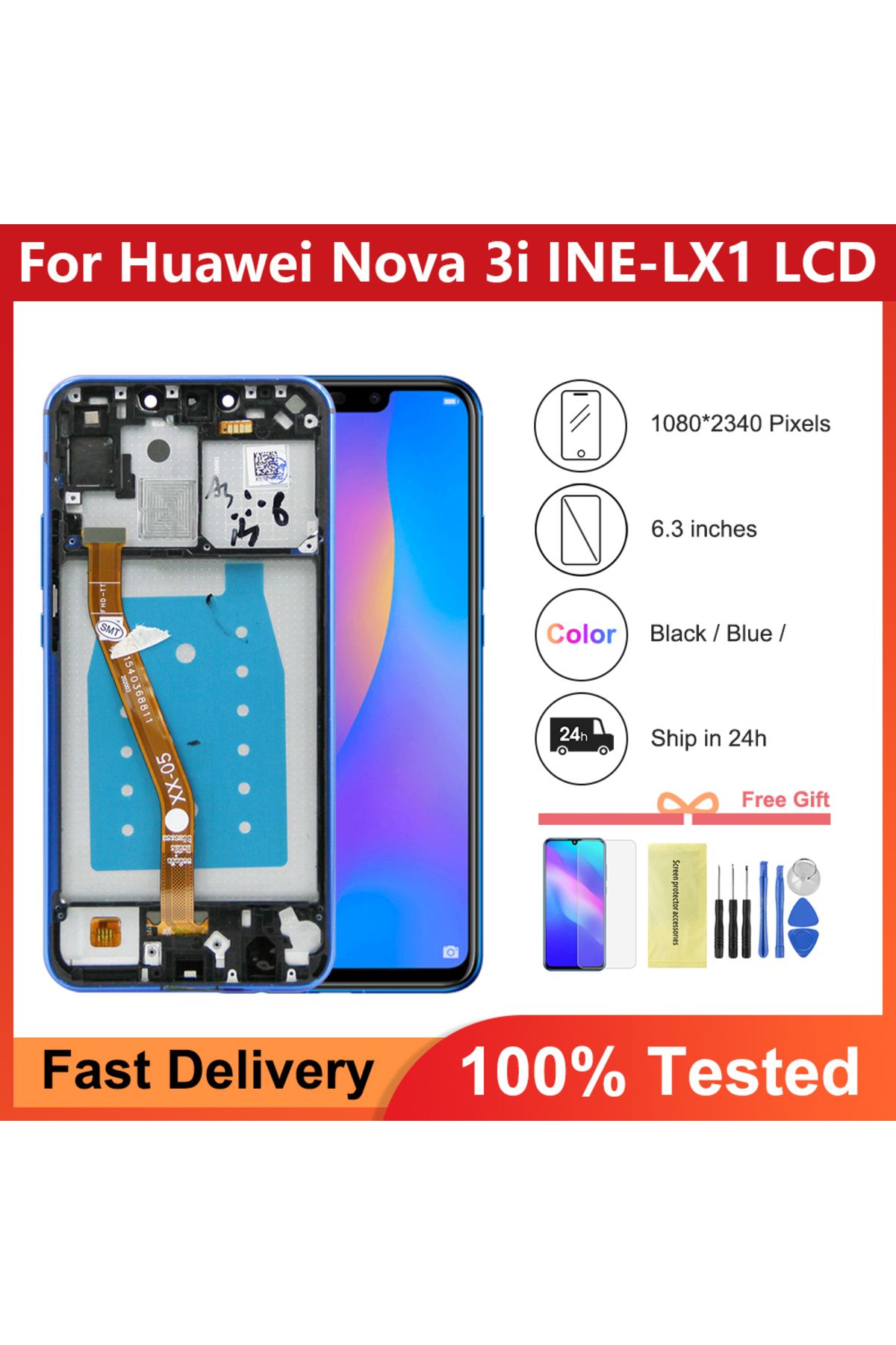 sinmaytai-6.3" For Huawei Nova 3i LCD INE-LX1 Display INE-LX2 Touch Screen Replacement For Huawei P Smart P... 2