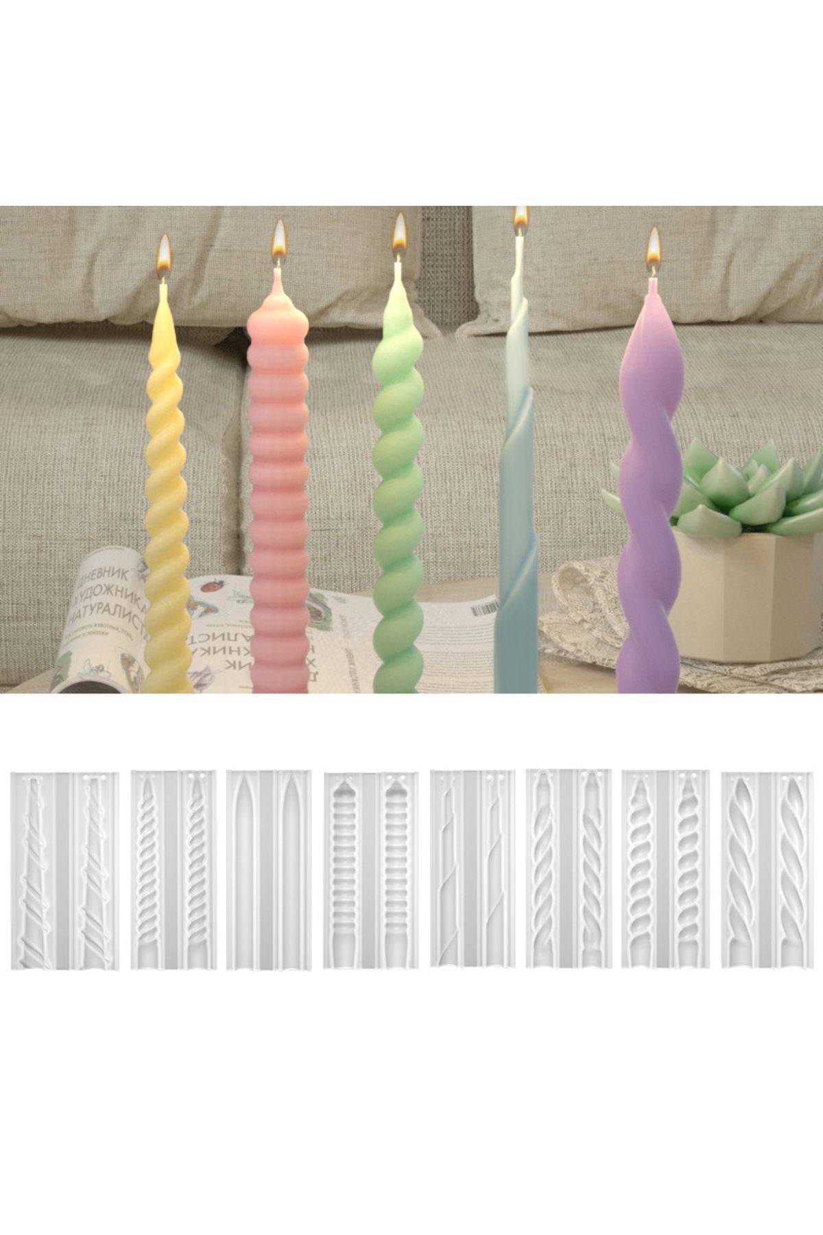 Choice-Romantic Spiral Long Pole Silicone Candle Mold DIY Geometry Round Church Candle Making Supplies M... 8