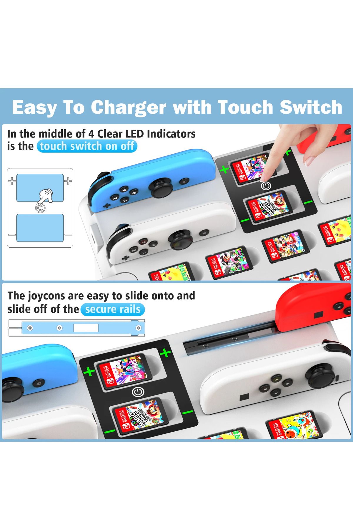 Choice-OIVO For Switch Joycon Charger Switch Game Storage Tower Pro Controller Holder For Nintendo Switc... 5