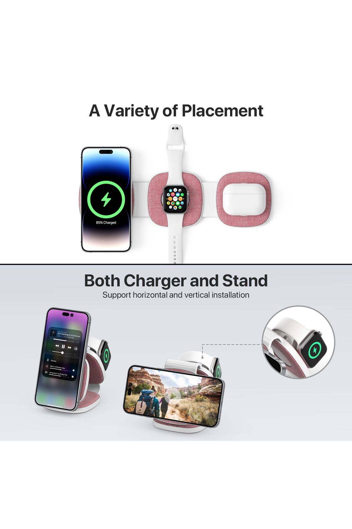 Choice-Charging Station for Apple Multiple Devices - 3 in 1 Foldable Magnetic Wireless Charger Dock - Tr... 4