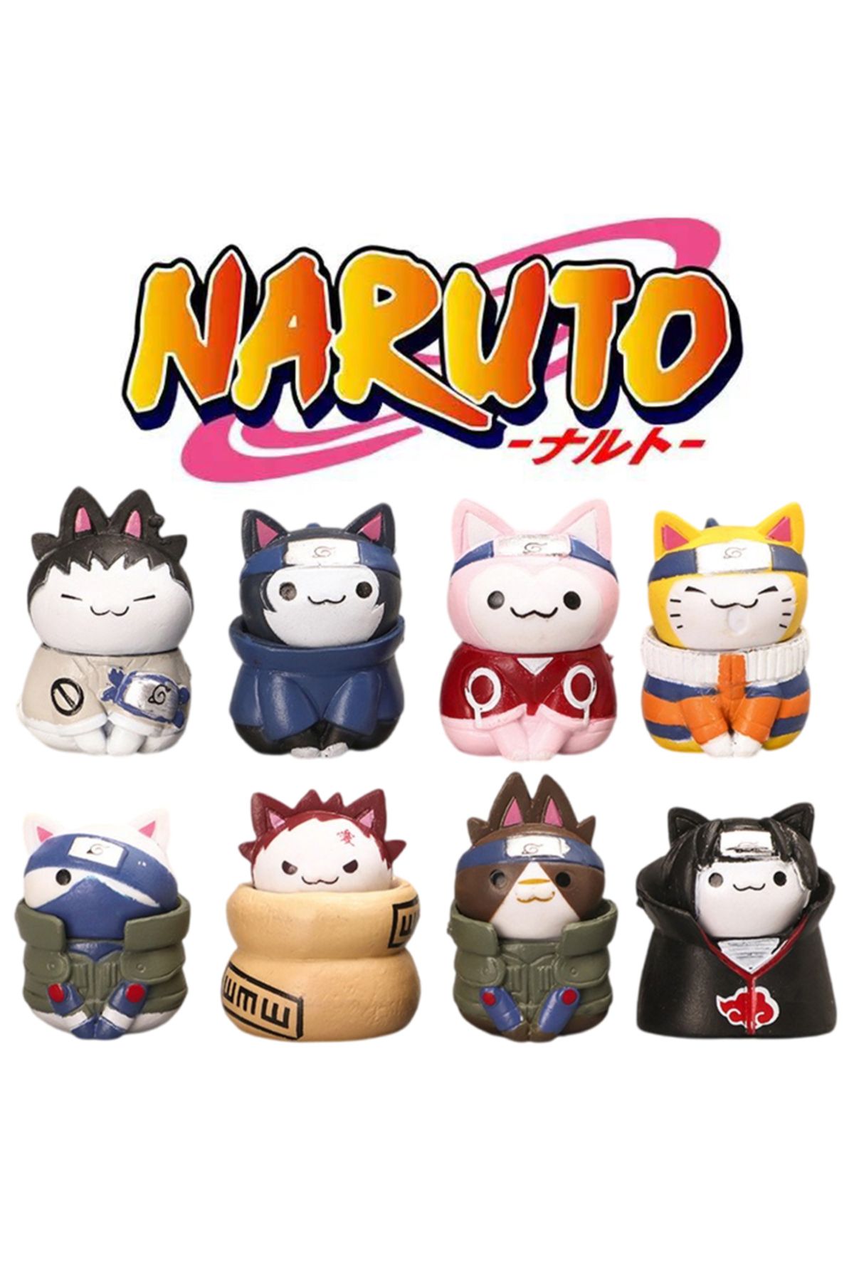 Choice-8Pcs/Lot Anime Cat Naruto PVC Lovely Q Version Doll Gaara Kakashi Action Figurine Desktop Decorat... 2