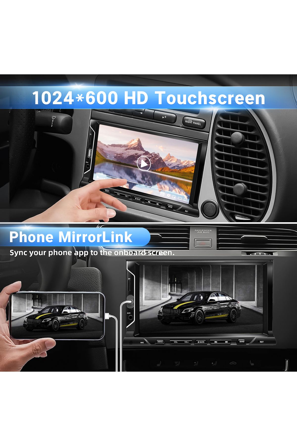Choice-7 Inch 2 Din Car Radio Touch Screen Universal Car Video Player Support CarPlay & Android Auto wit... 3