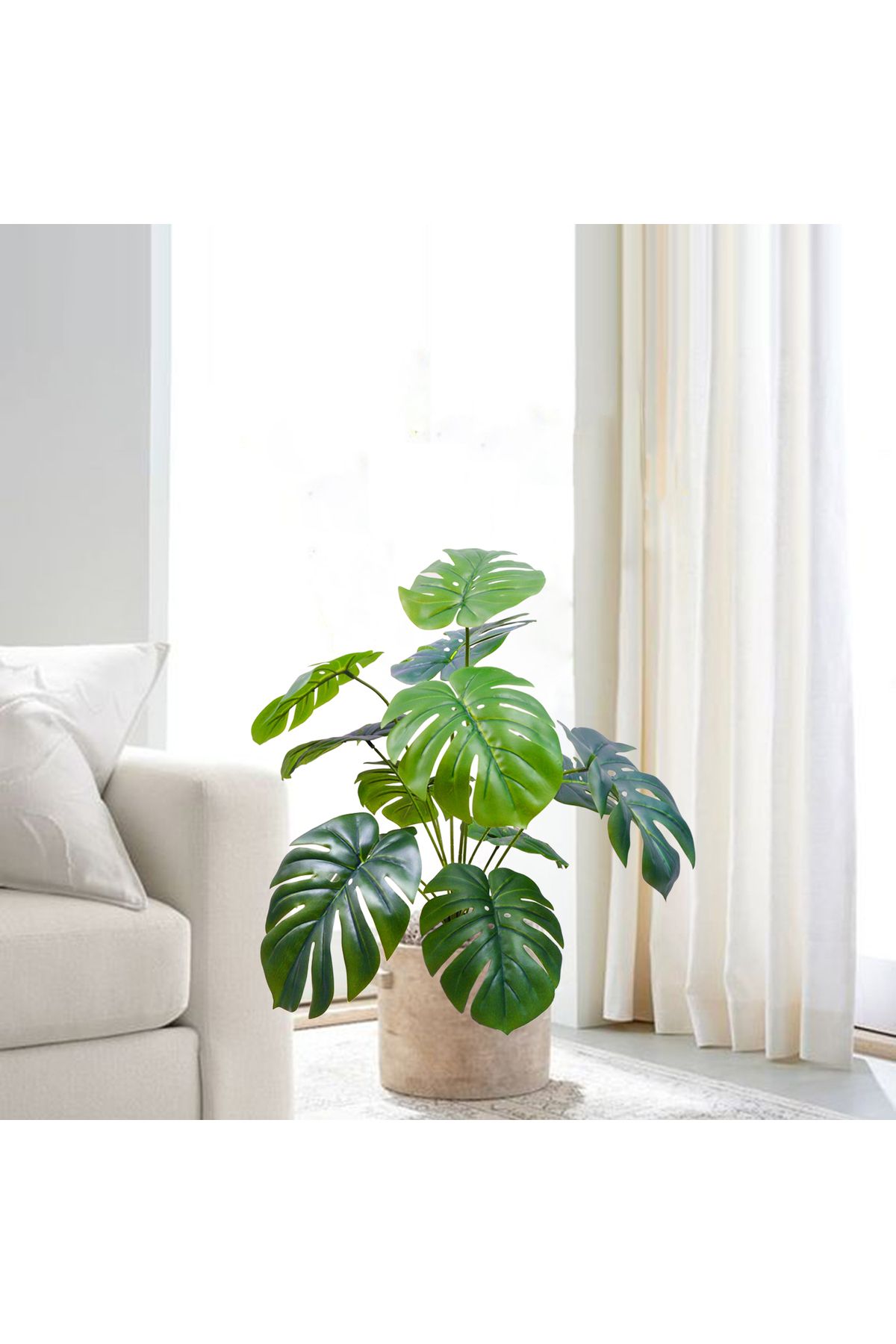 Choice-39.4in(100 cm) Artificial Monstera plastic fake plant pot ornamental festival suitable for home o... 7