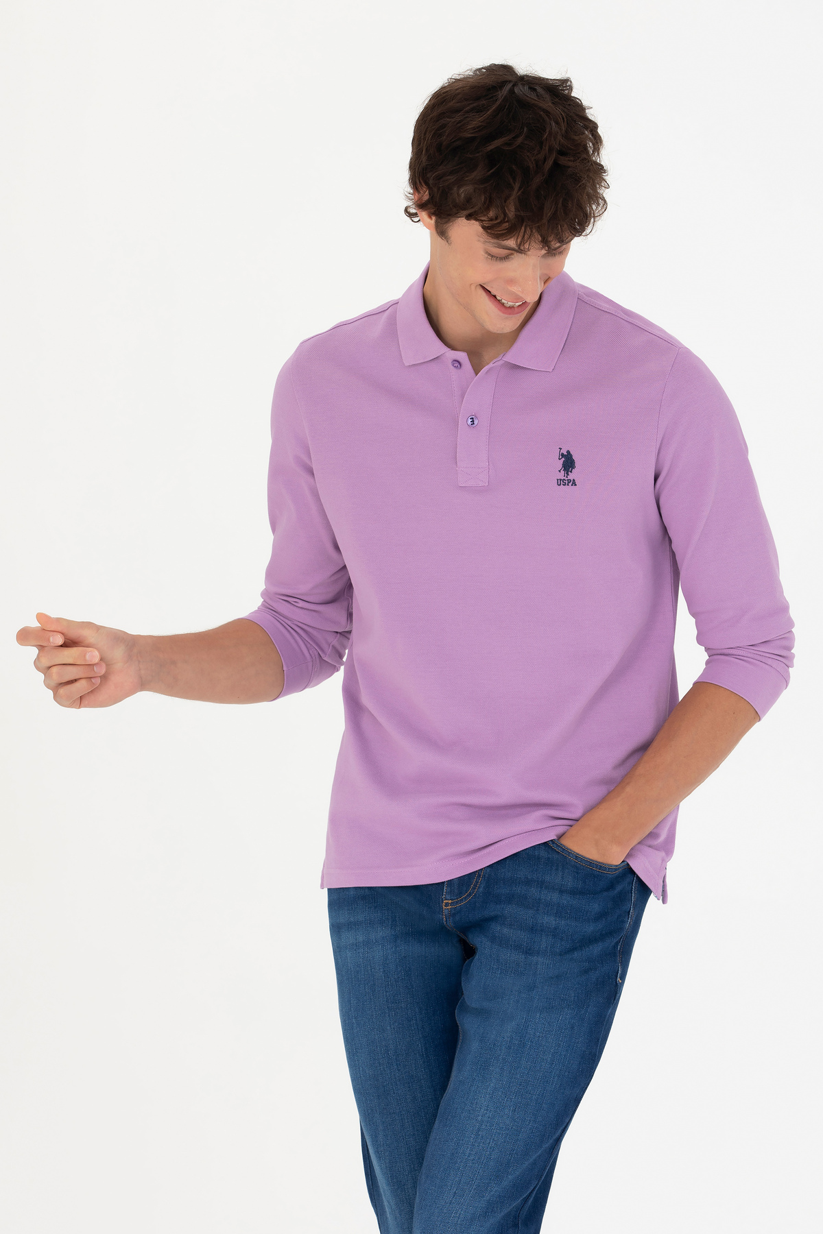 یو اس پولو سویشرت مردانه طرح یاسی کد ۵۰۲۷۶۵۰۳-VR034