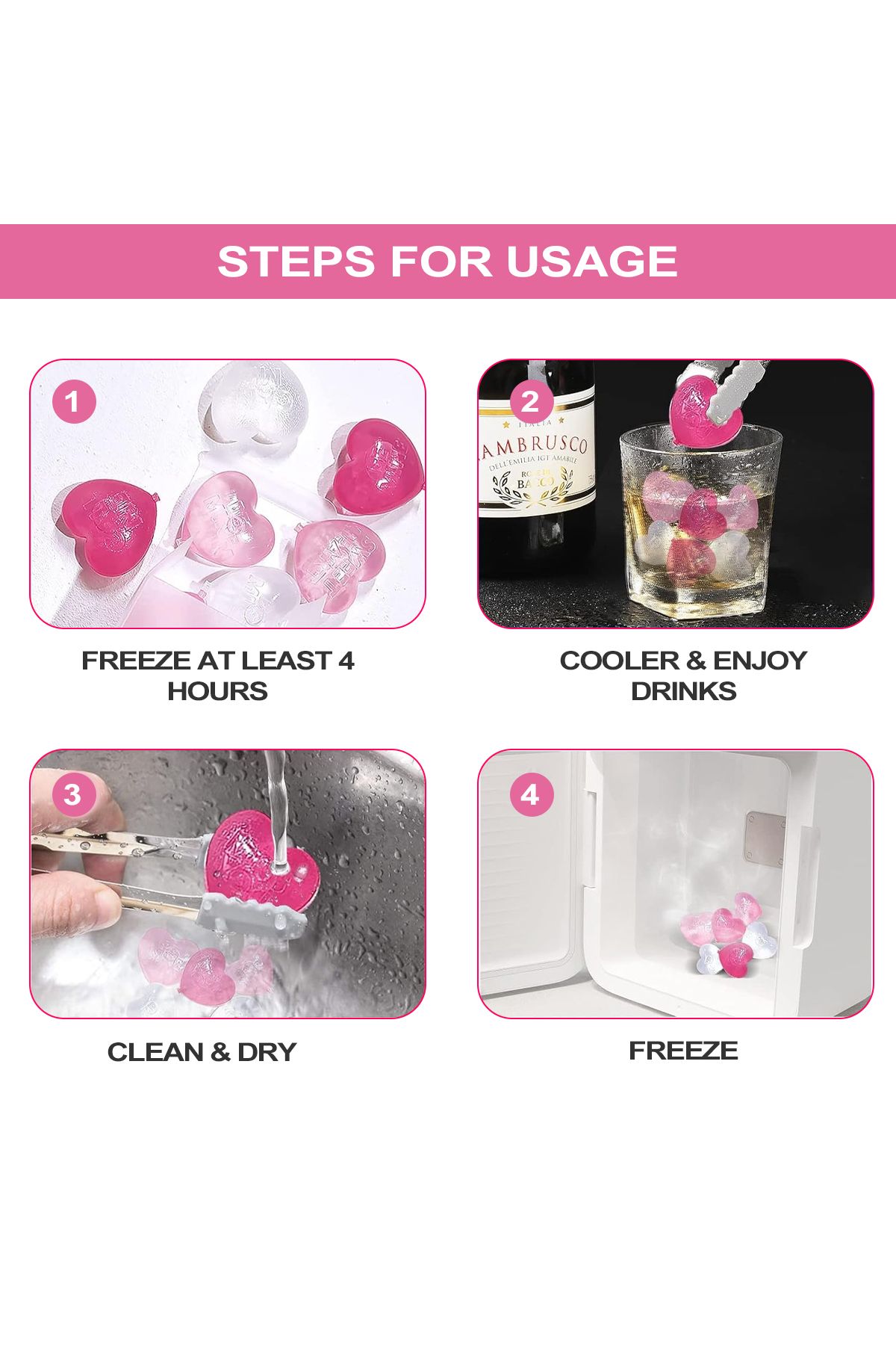 Choice-Leeseph 15pcs Reusable Ice Cube, Washable Non-Melting Plastic Heart Shape Ice Cubes for Drinks, W... 5