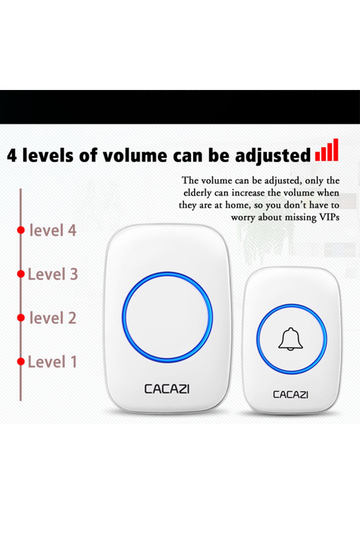 Choice-A10-dc Cacazi Wireless Doorbell 110db Welcome Friend Smart Doorbell 300meters Long Distance 36 Songs 4
