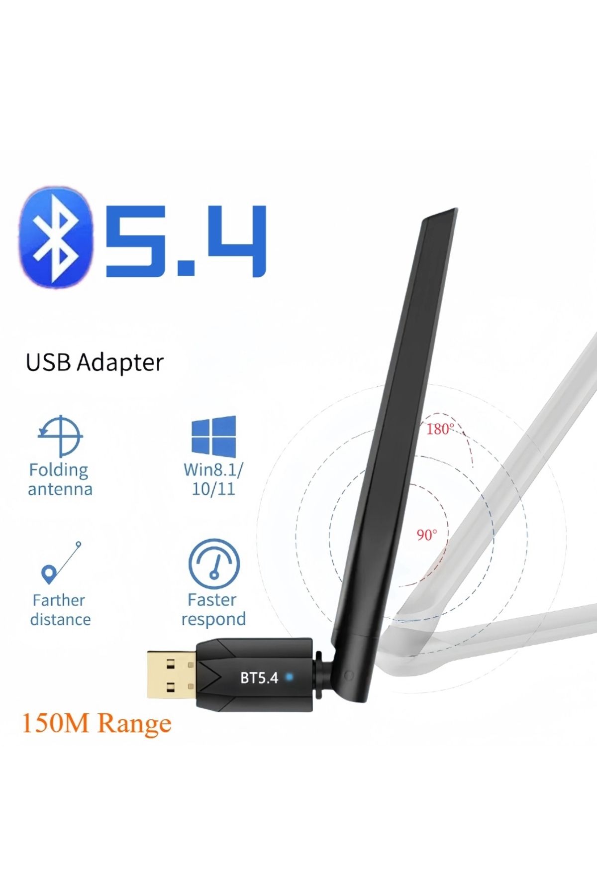 kebidu-150M Bluetooth 5.4 Adapter Free Driver USB Bluetooth Dongle Transmitter for PC Windows 11/10/8.1 ... 2