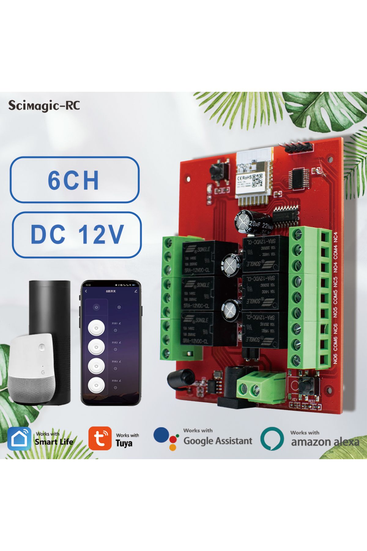 Scimagic-RC-Tuya WIFI Smart Remote Control Switch 6CH Home Automation Relay Module Light Switch Controller Re... 2