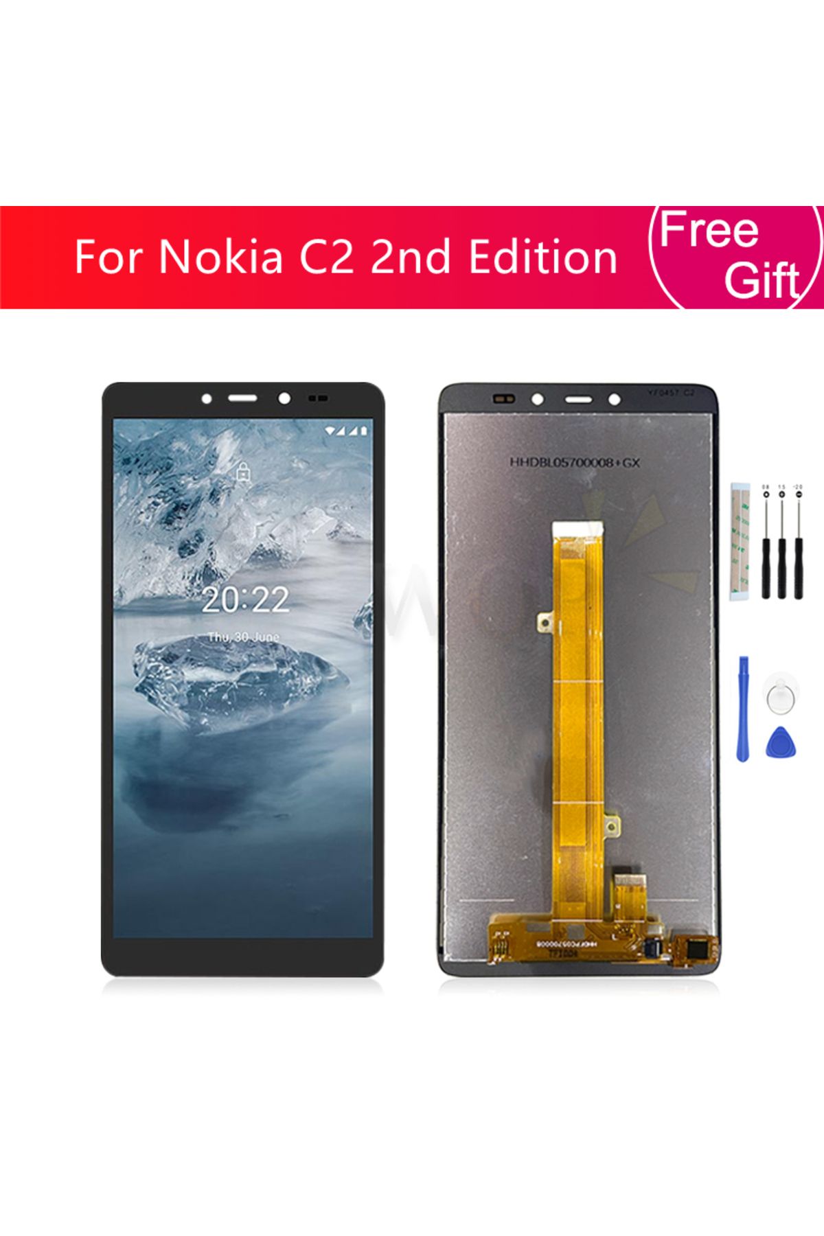 Choice-For Nokia C2 2nd Edition LCD Display Touch Screen Digitizer Assembly With Frame TA-1468 TA-1454 D... 2