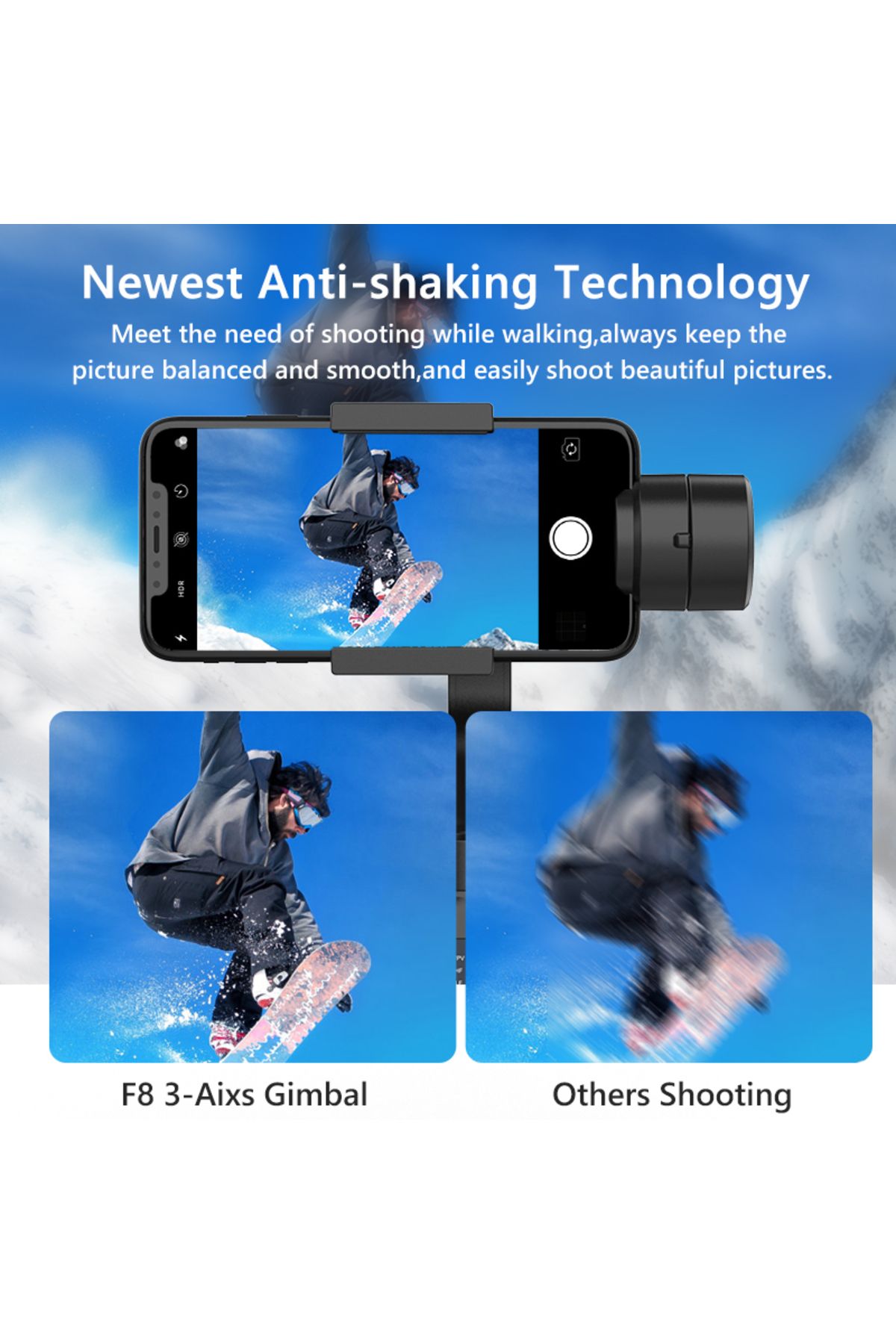 Choice-F8 3-Axis Handheld Gimbal Stabilizer Smartphone Clip, Anti-Shake Video Recording for Android Ipho... 6