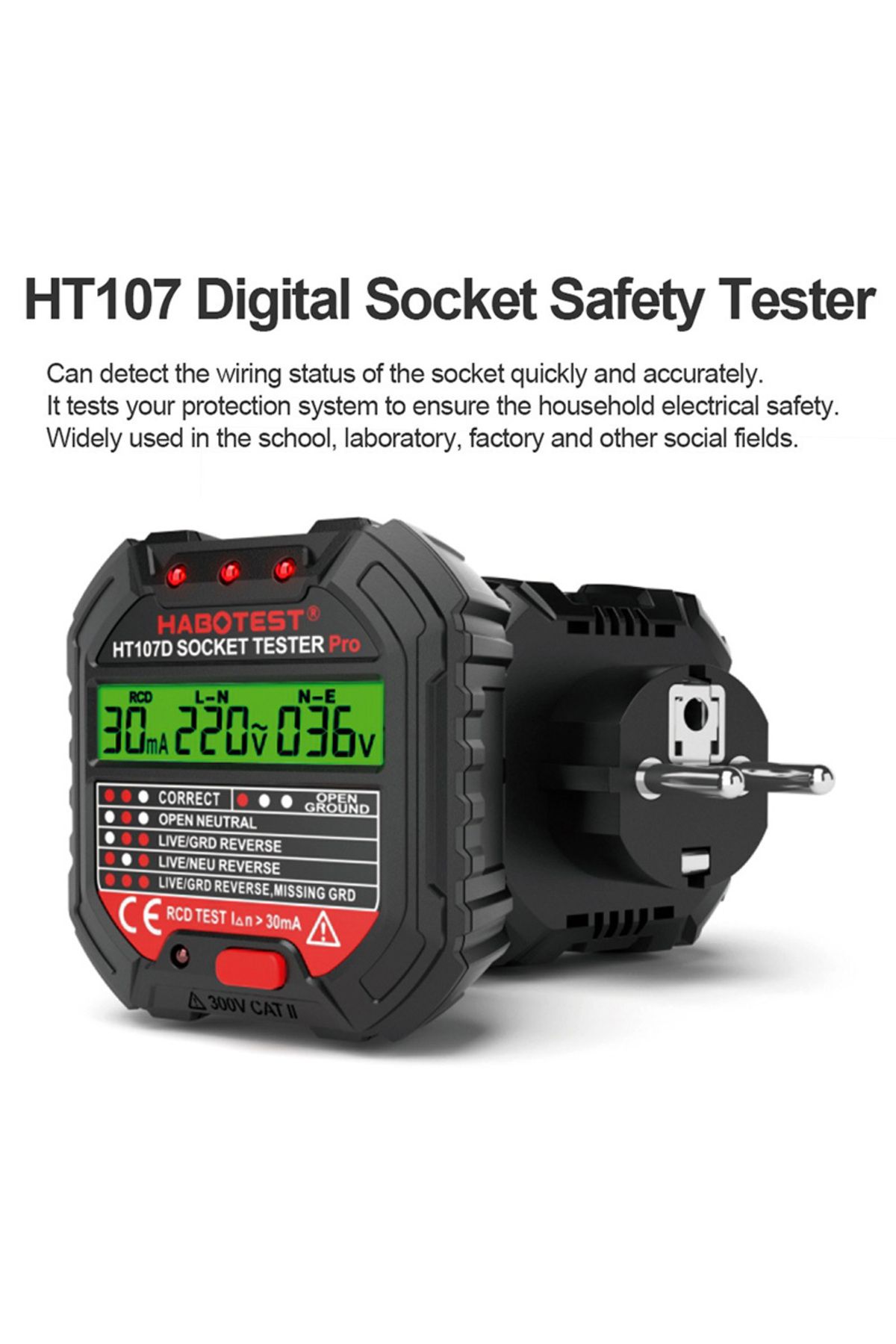 TELEHILL-HT106D HT107D Socket Tester Pro Voltage Test Digital Outlet Socket Detect EU Plug Ground Zero Lin... 5