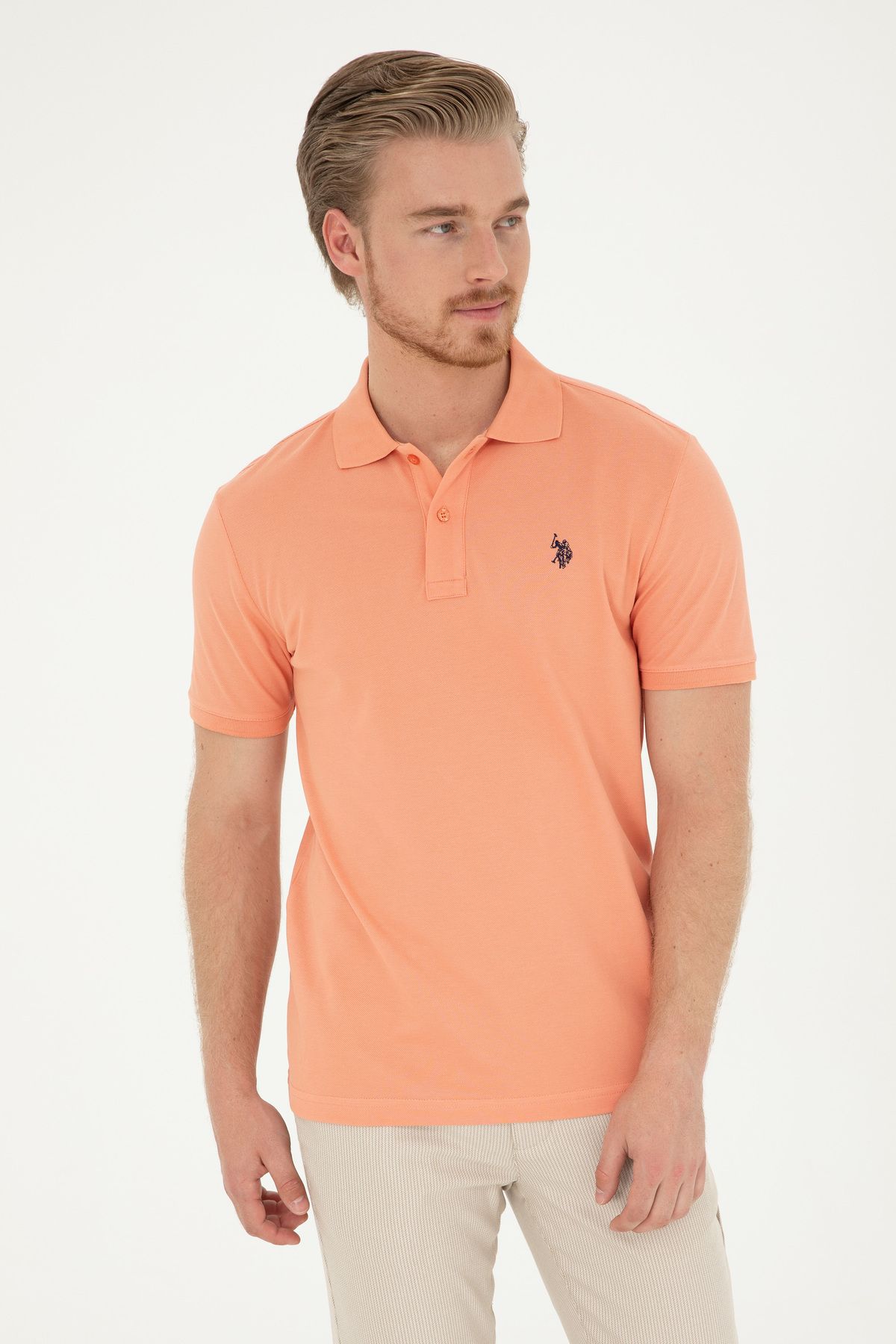 U.S. Polo Assn.-Tricou de bază Salmon pentru bărbați 50279573 -VR047 1