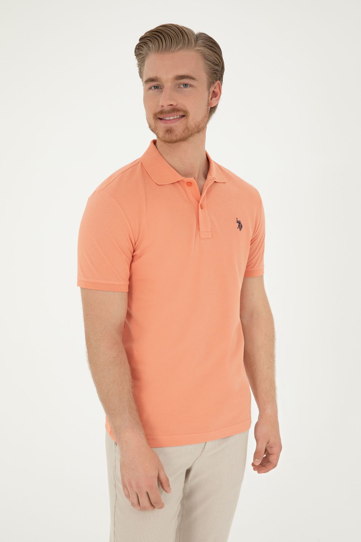 U.S. Polo Assn.-Tricou de bază Salmon pentru bărbați 50279573 -VR047 3