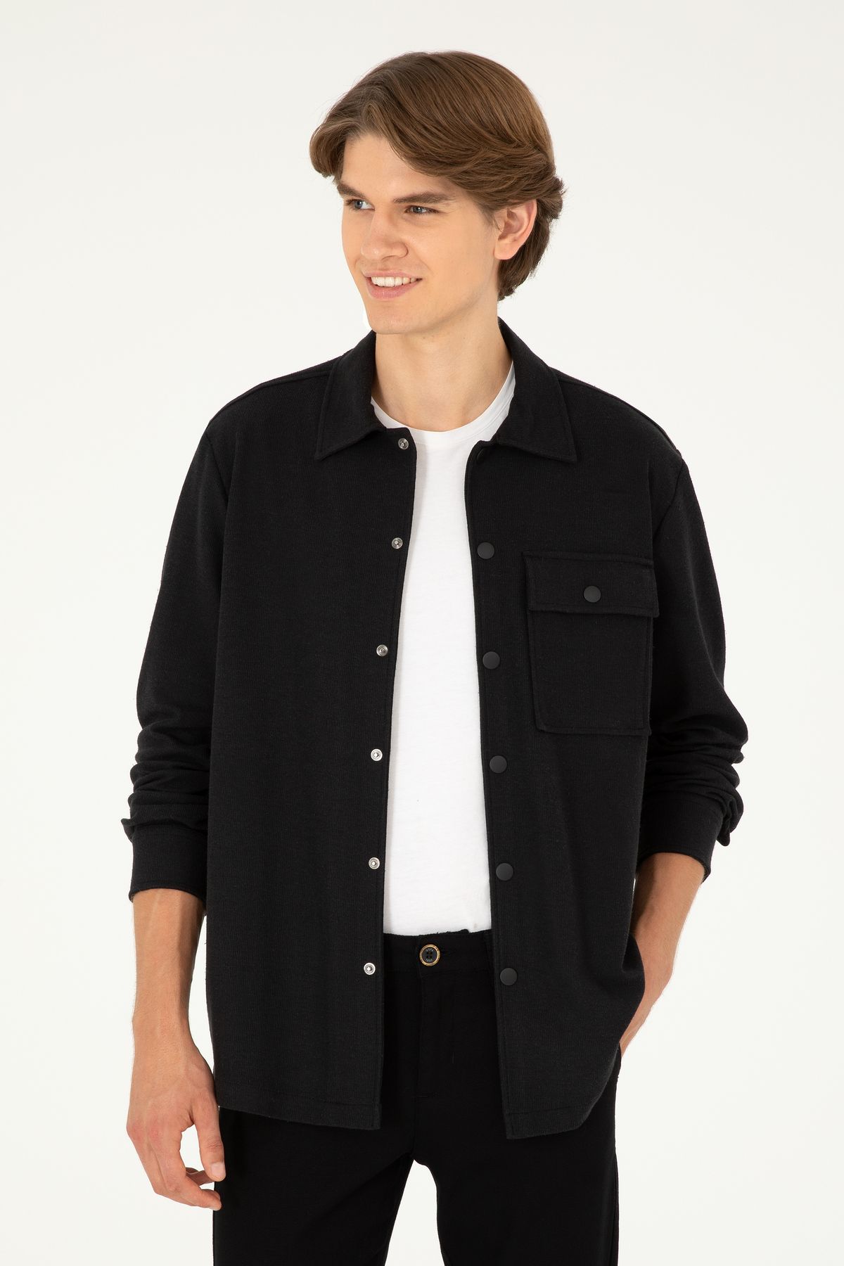 پیراهن بافتنی مشکی مردانه 50299653-VR046 U.S. Polo Assn.