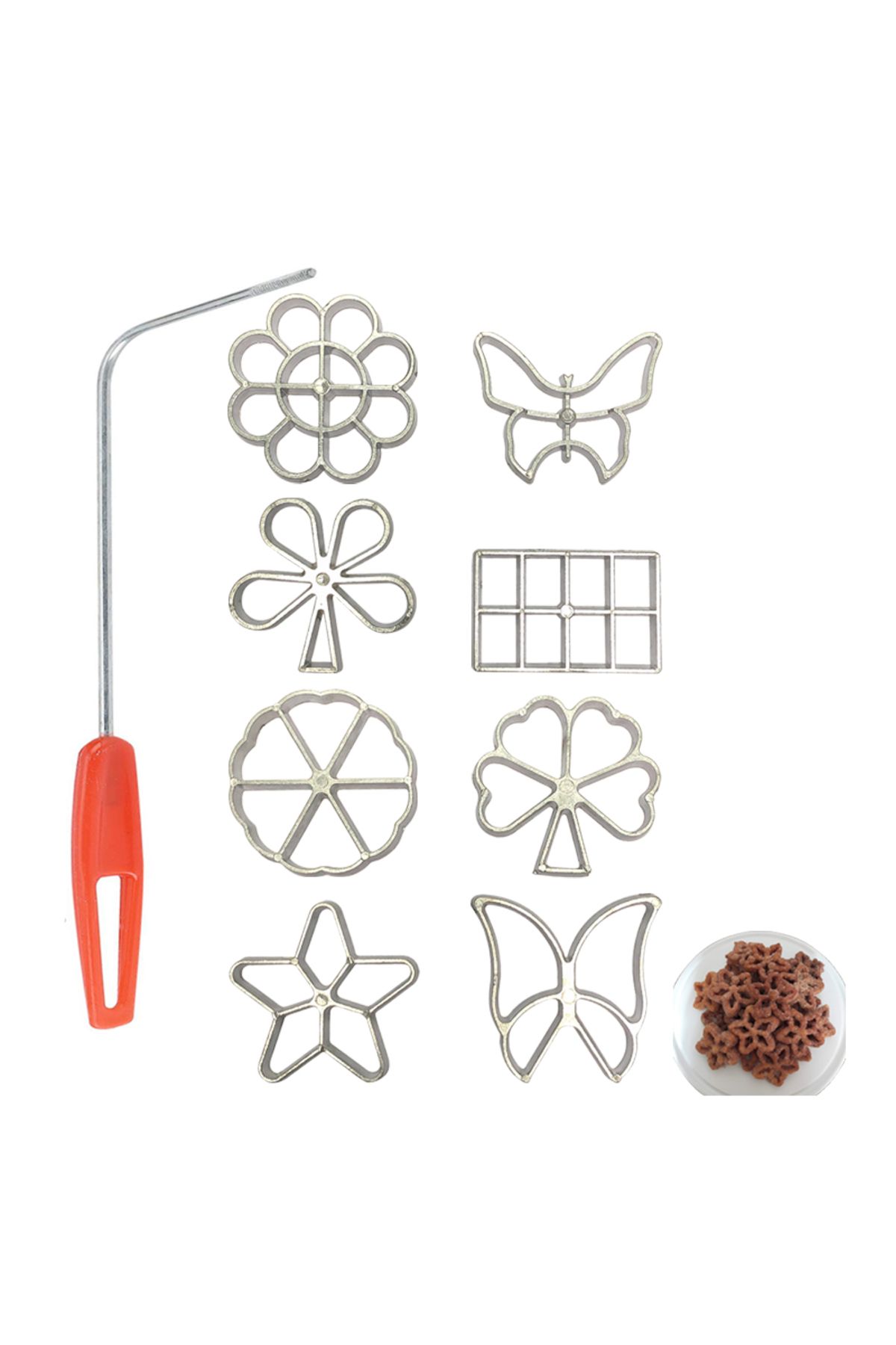 Choice-5-Piece Cast Iron Rosette Cookie Maker Set - Versatile Molds with Handle for Easy Use - Perfect f... 8